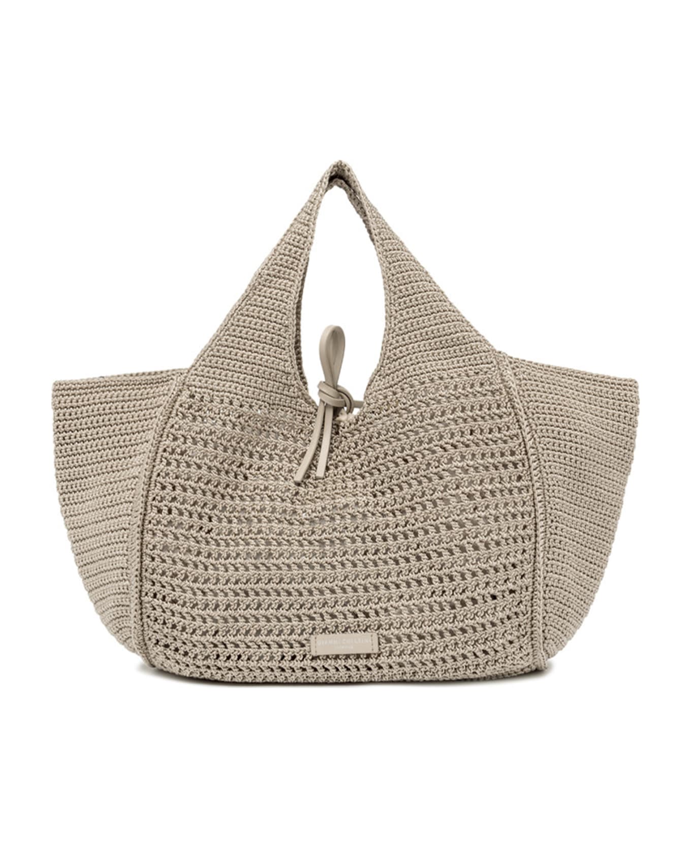 Gianni Chiarini Gray Euforia Shopping Bag In Crochet Fabric - PERLA