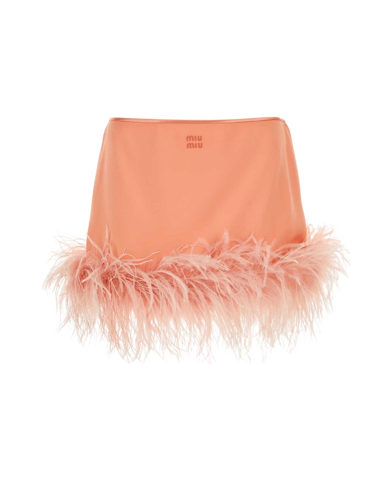 Miu Miu Pink Satin Mini Skirt - CORALLO