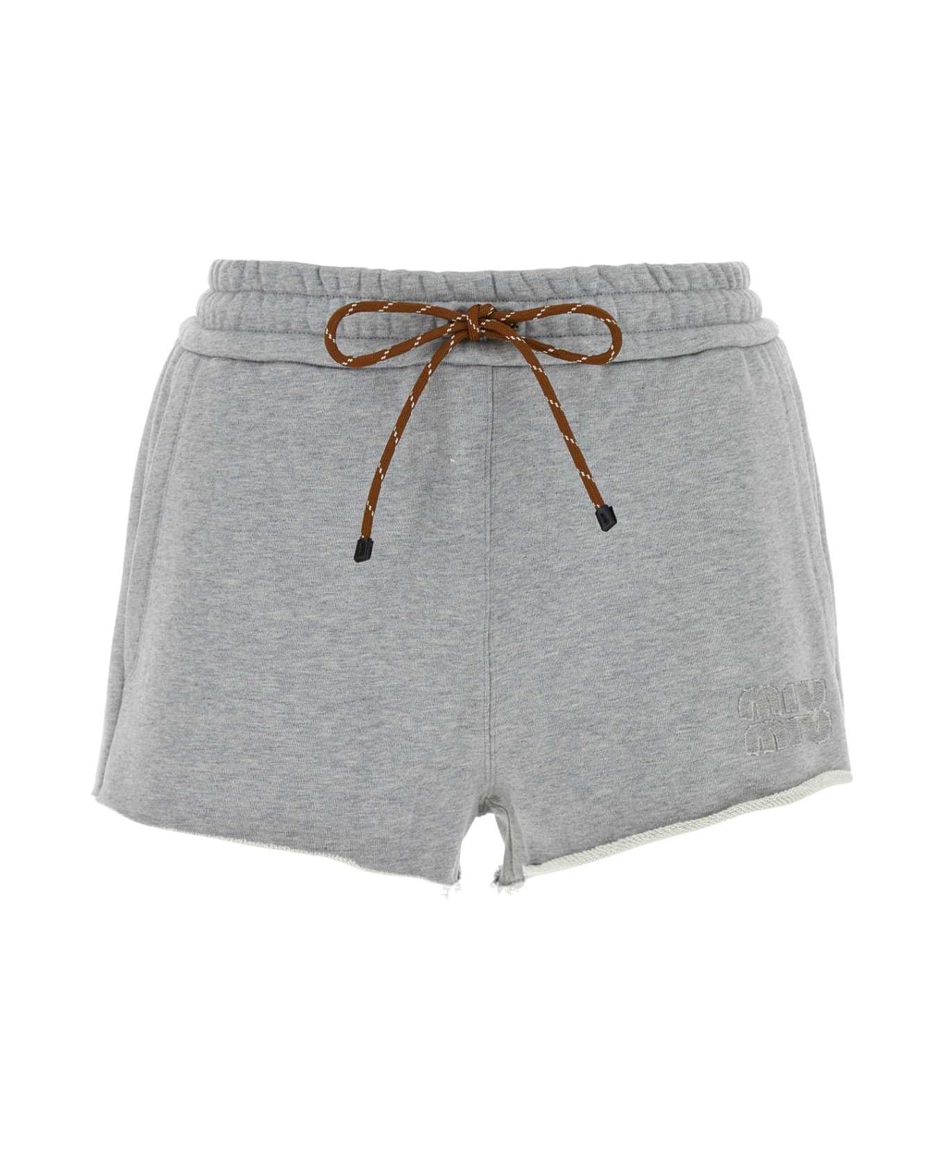Miu Miu Grey Cotton Shorts - GRIGIO
