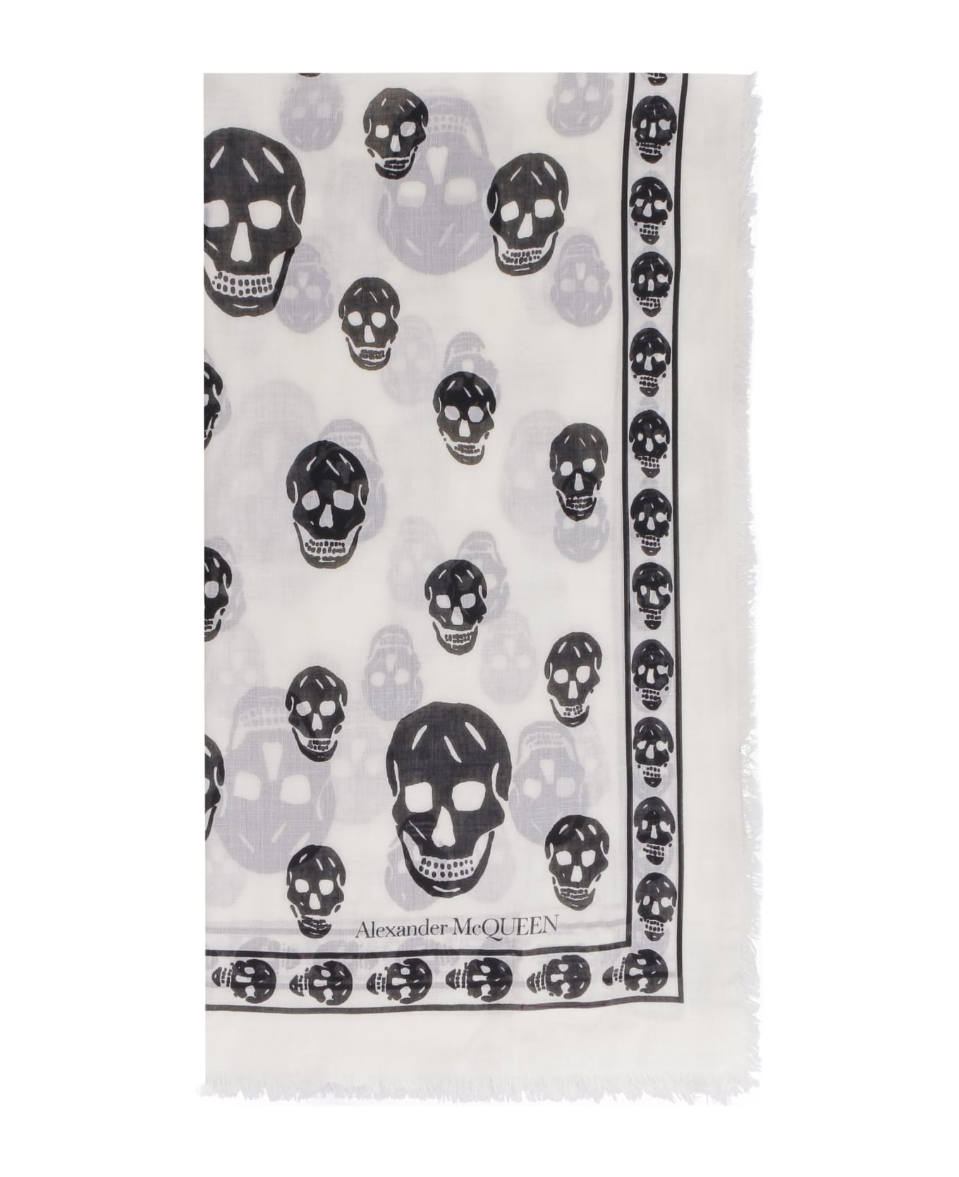 Alexander McQueen Skull Print Scarf - White