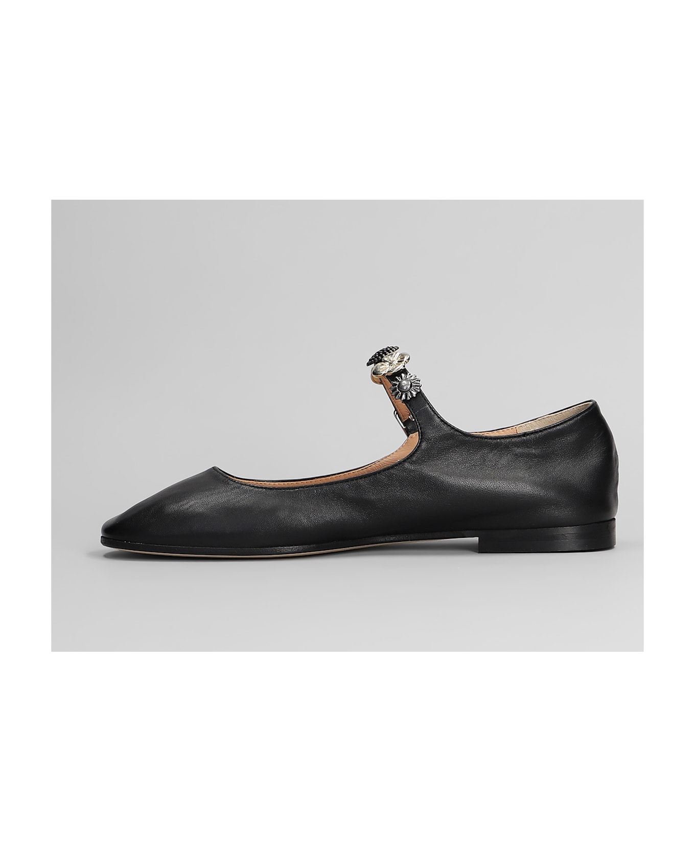 Anniel Ballet Flats In Black Leather - black