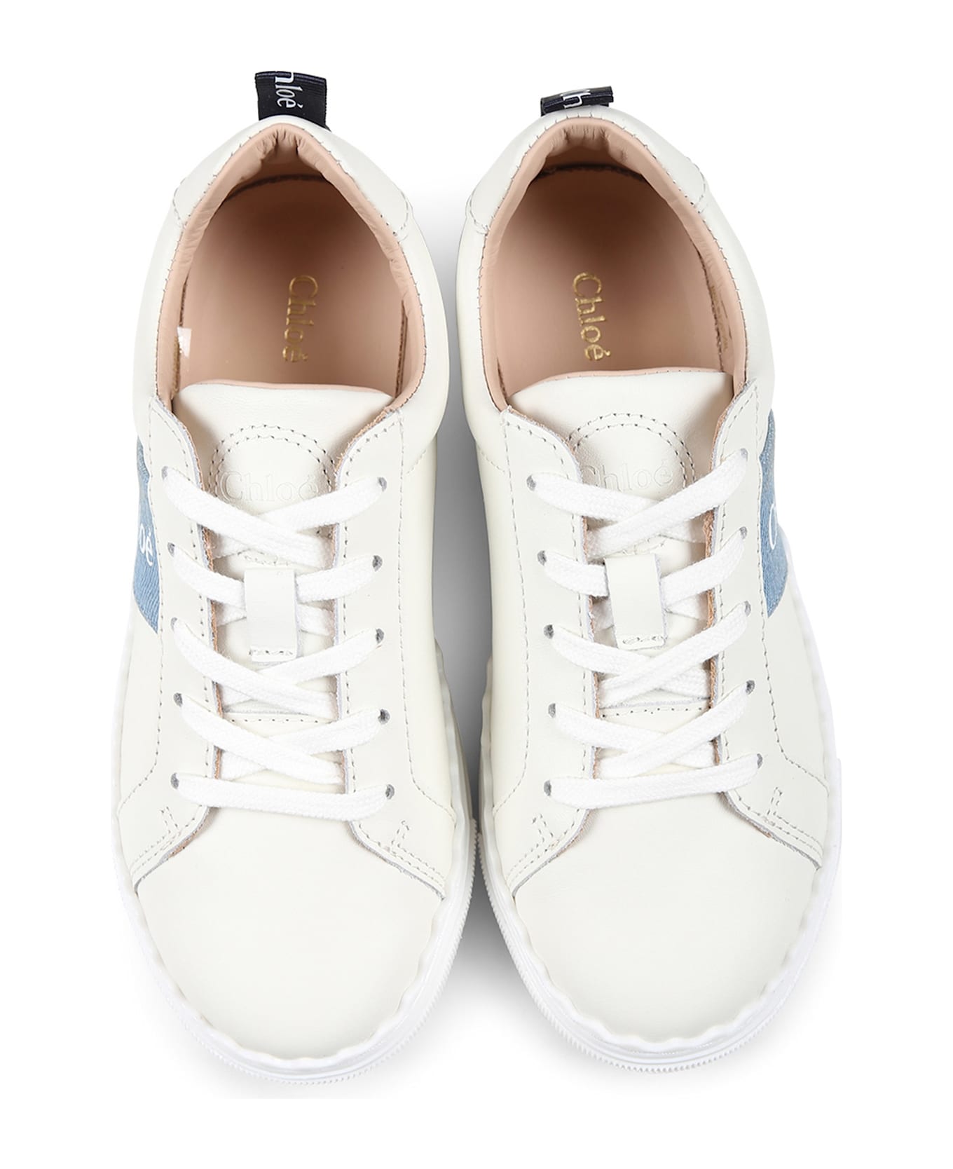 Chloé Ivory Sneakers For Girl With Logo - Ivory