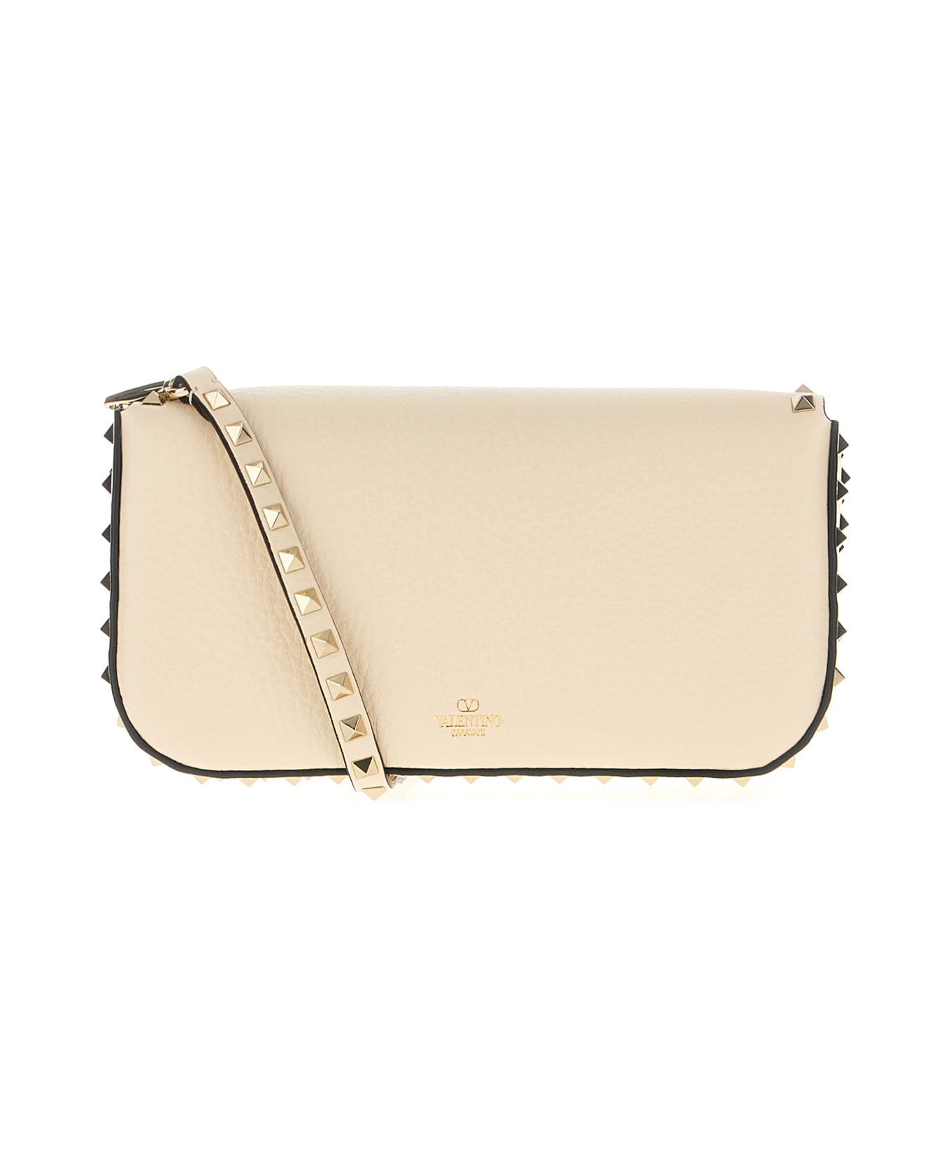 Valentino Garavani Sand Leather Rockstud Shoulder Bag - LIGHTIVORY ショルダーバッグ