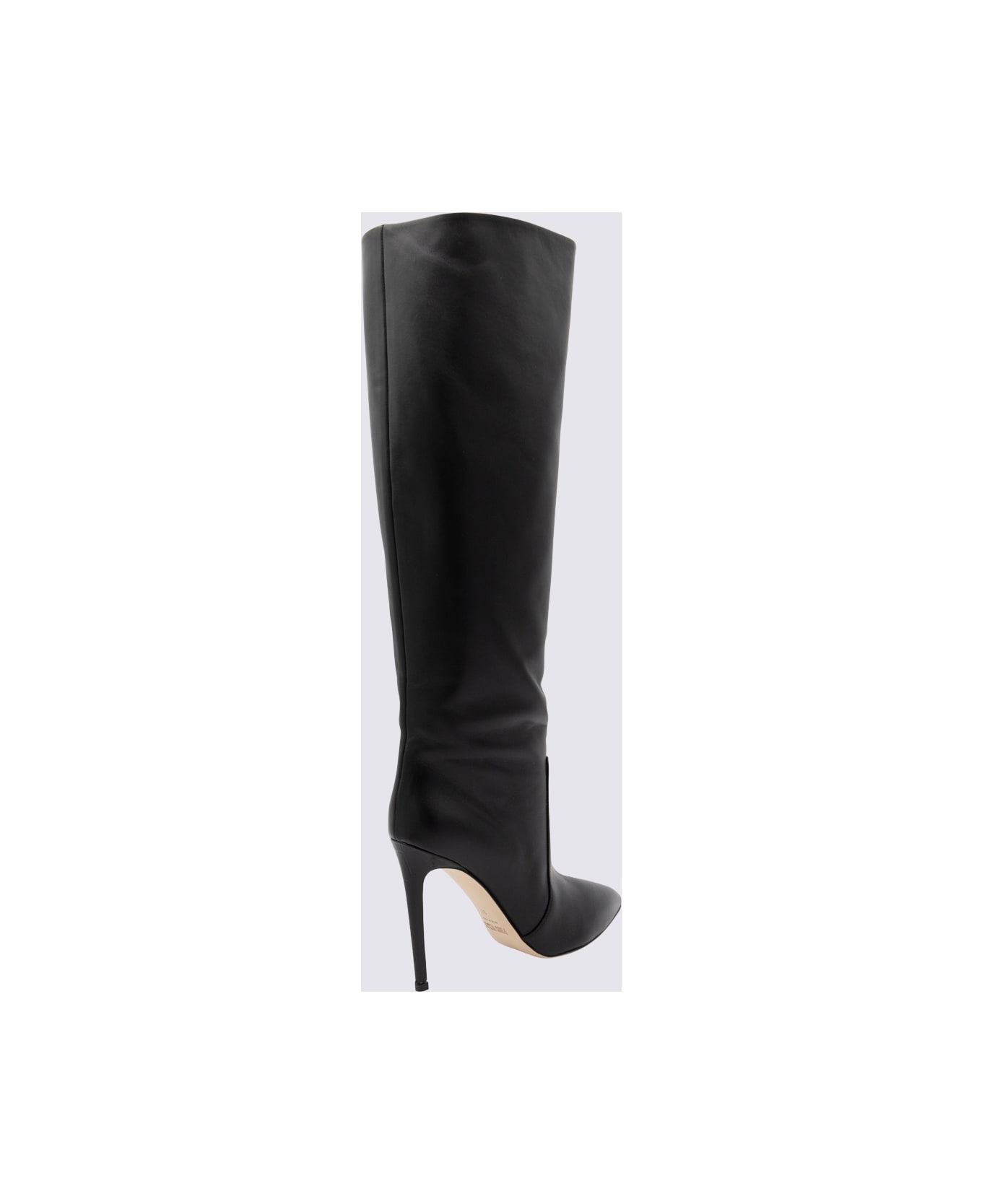 Paris Texas Black Leather Stiletto Boots - Black