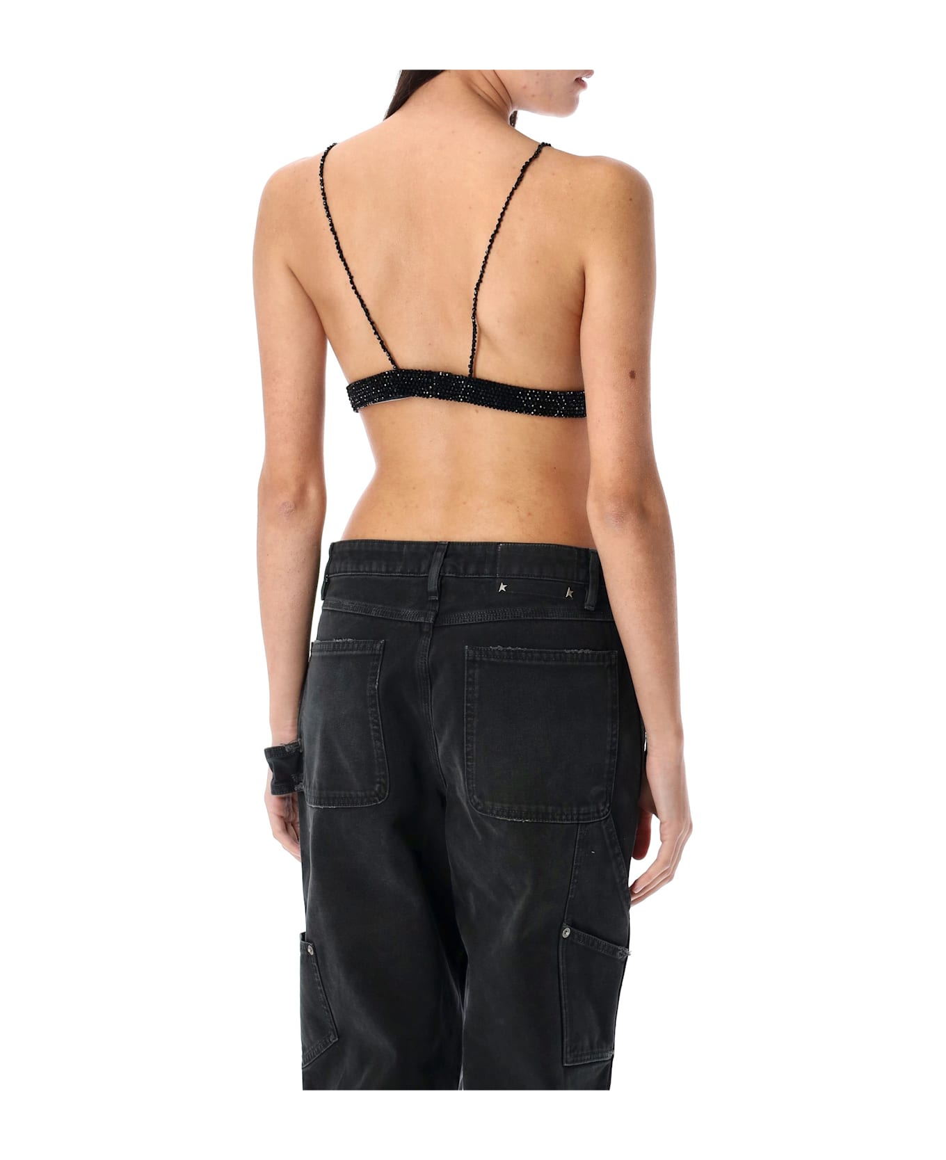 Golden Goose Crochet Top With Crystals - BLACK