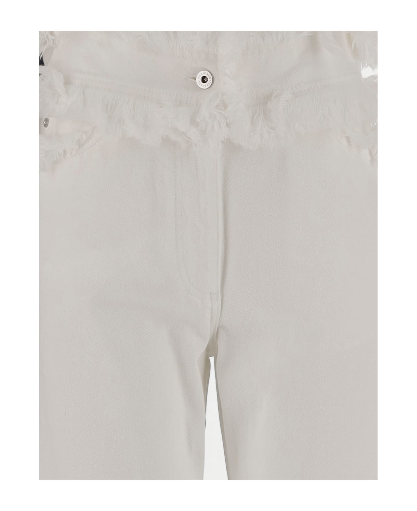 Ferragamo Frayed Cotton Trousers - White