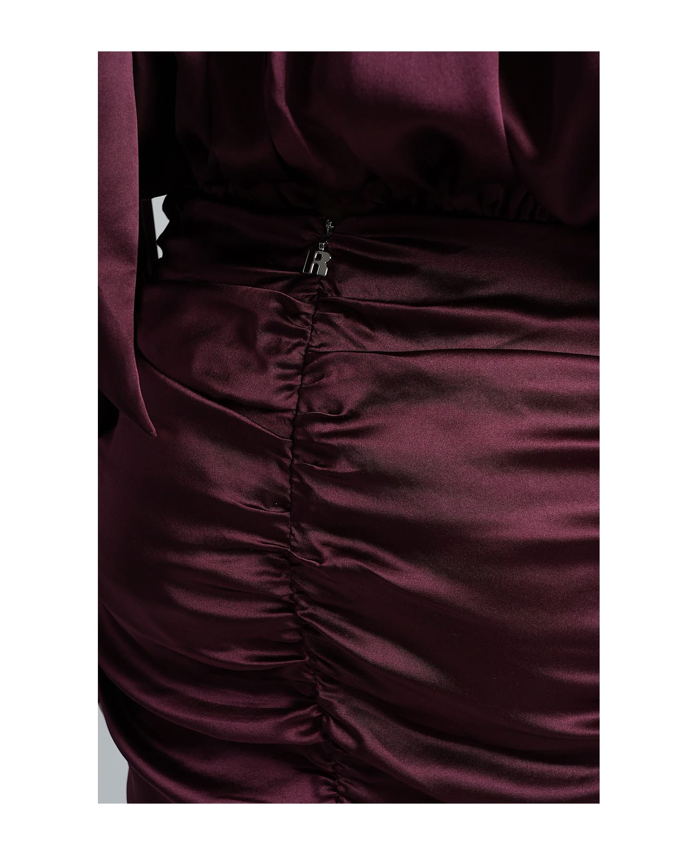 Rotate by Birger Christensen Mini Dress In Bordeaux Silk - bordeaux