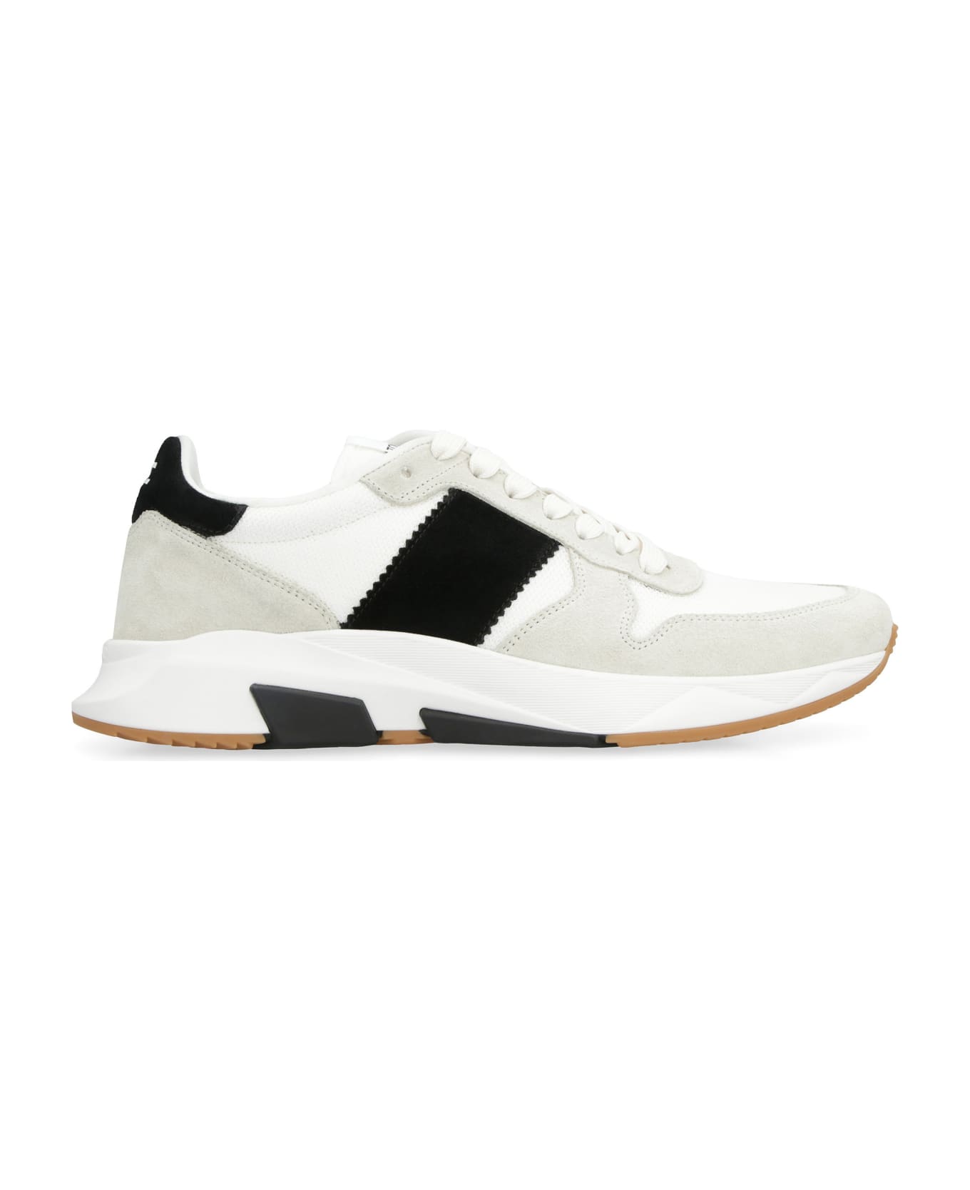 Tom Ford Leather And Fabric Low-top Sneakers - WHITE/BLACK