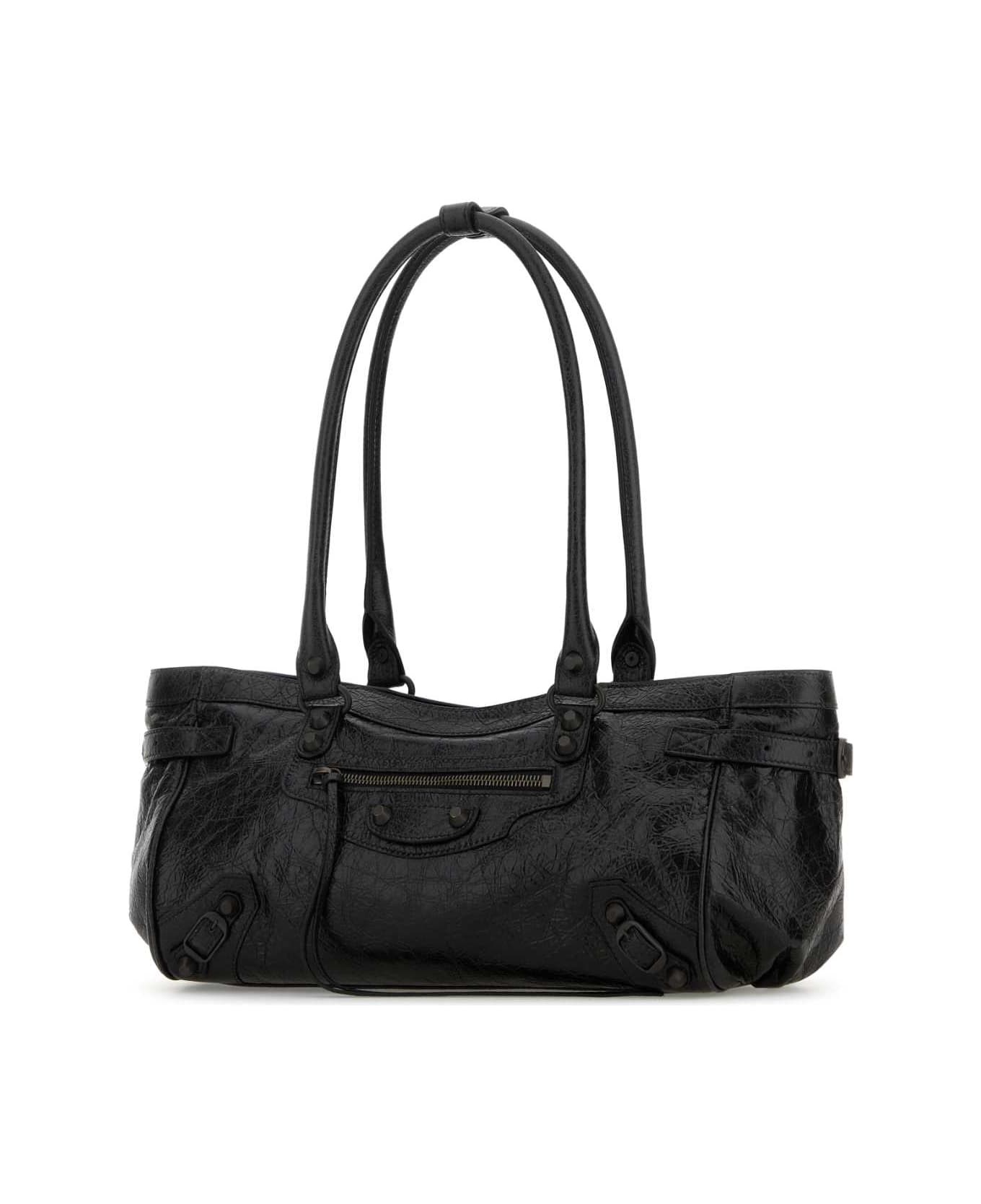 Balenciaga Black Leather Le City East-west Shoulder Bag - BLACK