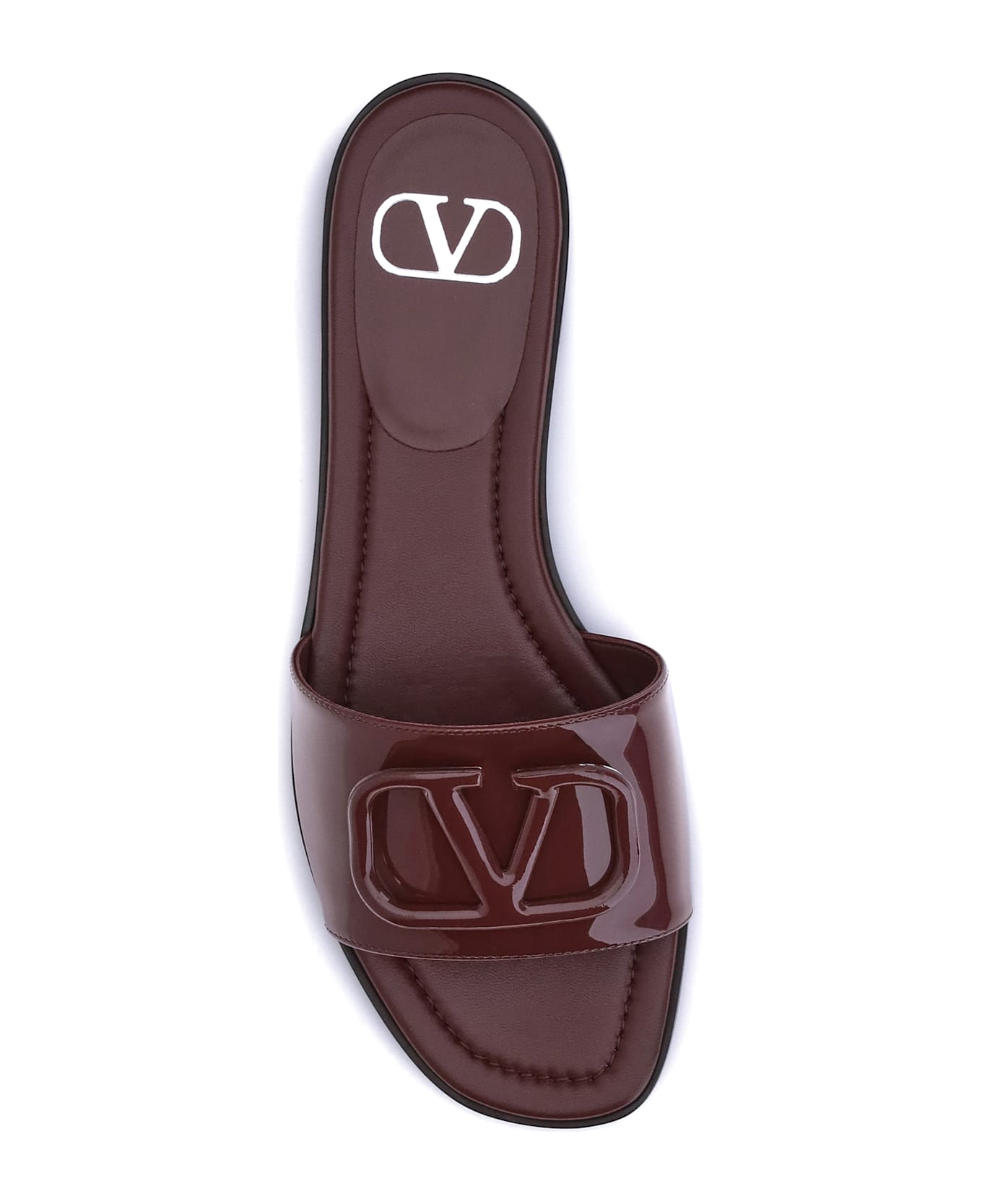 Valentino Garavani Patent Leathe Vlogo Slide Sandals