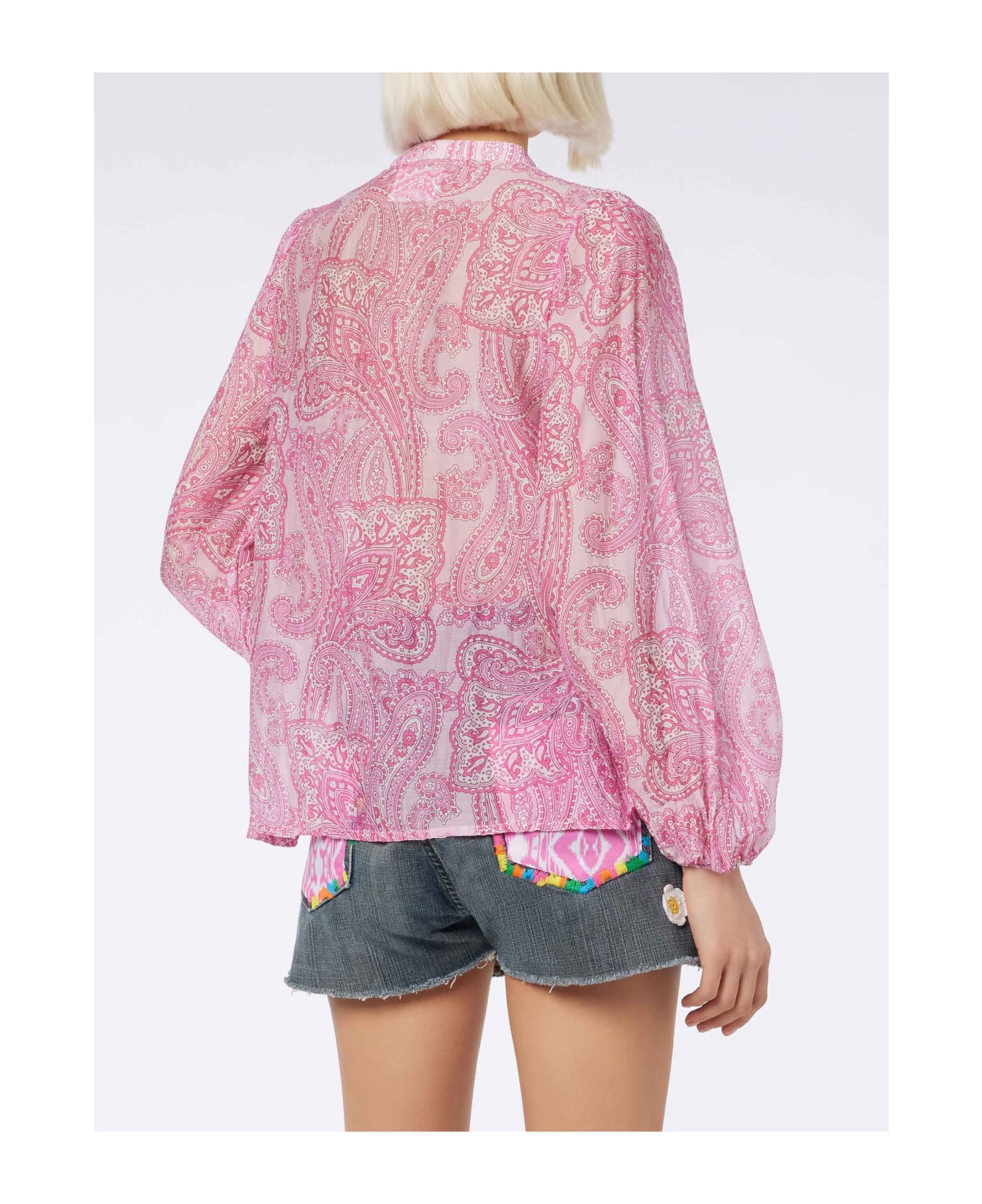 MC2 Saint Barth Woman Silk Voile Paisley Blouse Harper - PINK