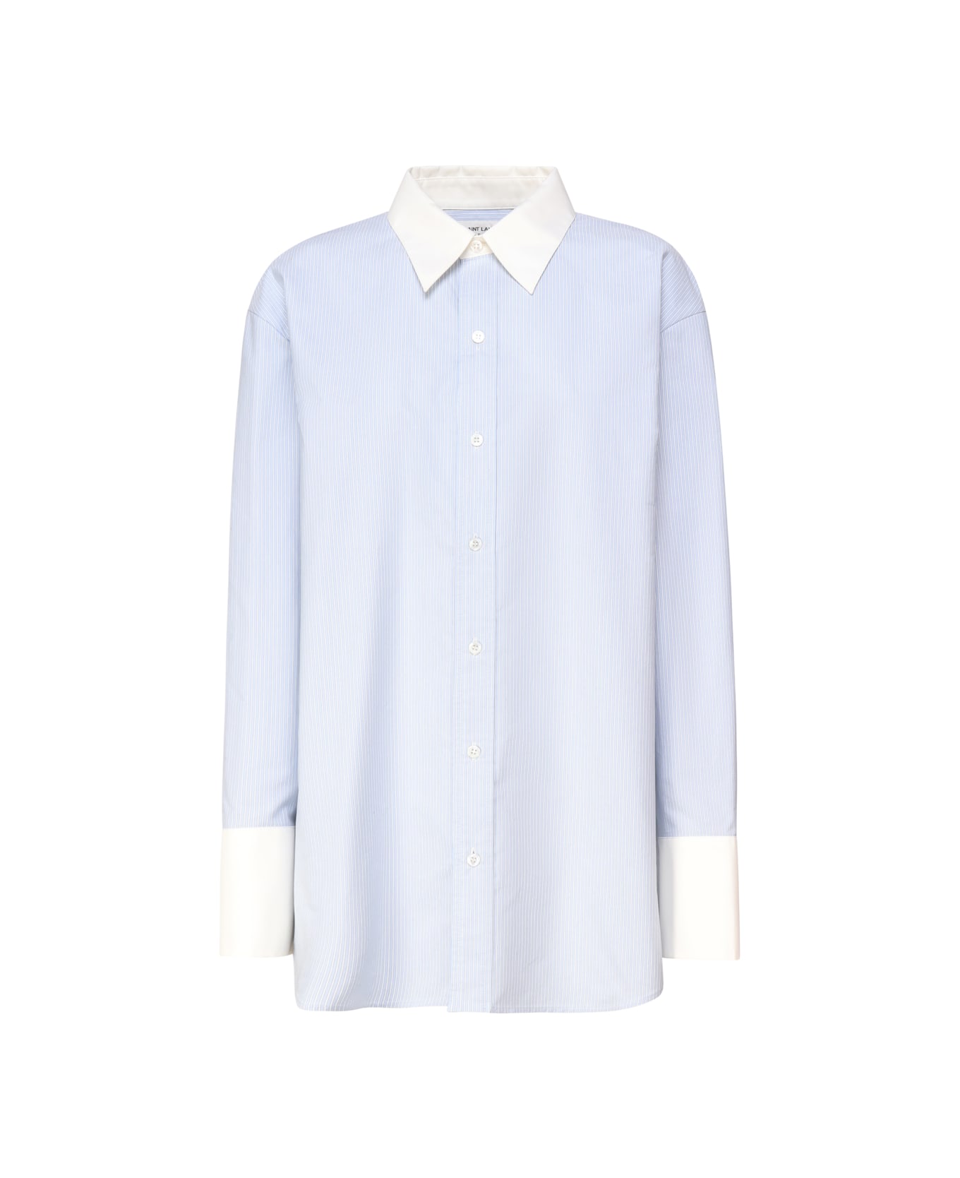 Saint Laurent Winchester Boyfriend Shirt In Cotton - Bleu blanc