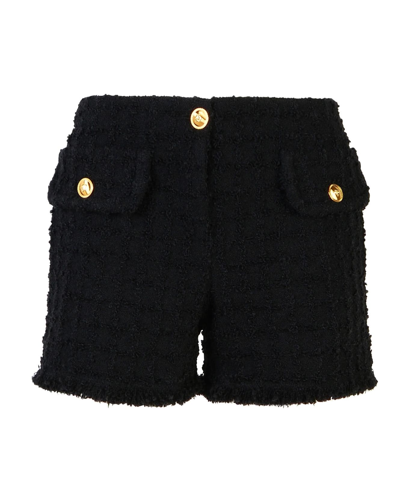 Versace Black Virgin Wool Blend Shorts - Black