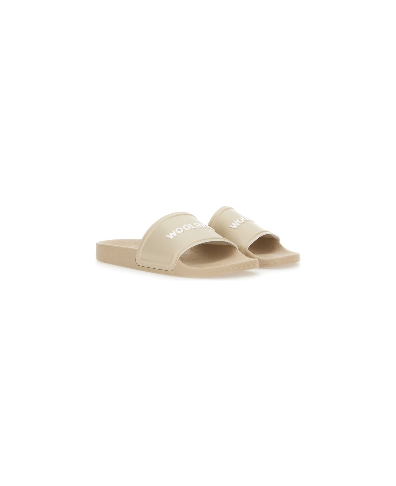 Woolrich Slide Sandal With Logo - BEIGE