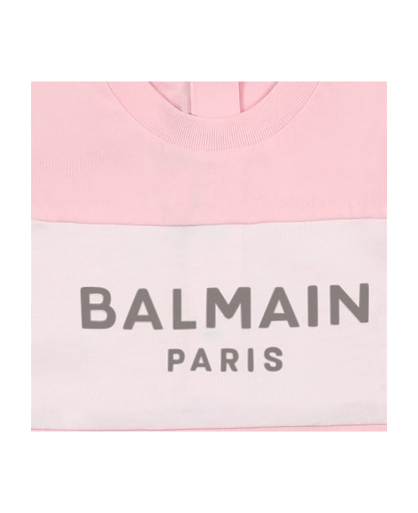 Balmain Pink Babygrow Set For Baby Girl With Logo - Pink