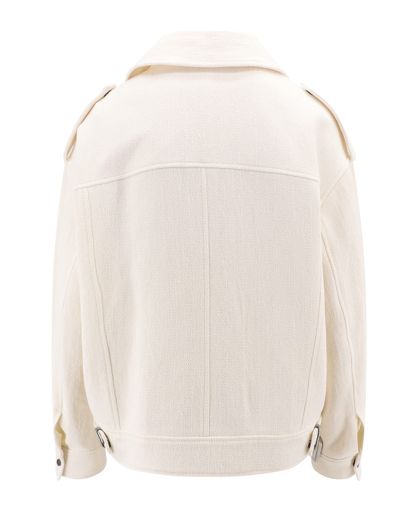 Brunello Cucinelli Long-sleeved Zipped Biker Jacket - White レザージャケット