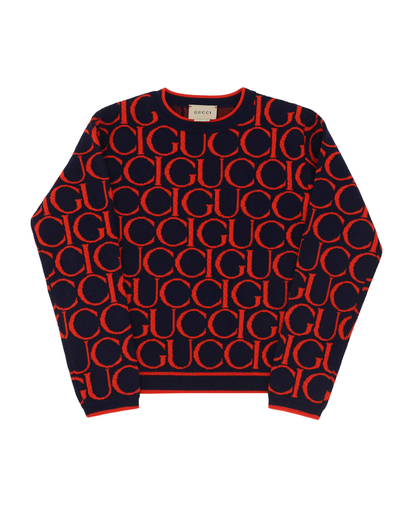 Gucci Sweater For Boy - Oltremare/red ニットウェア＆スウェットシャツ