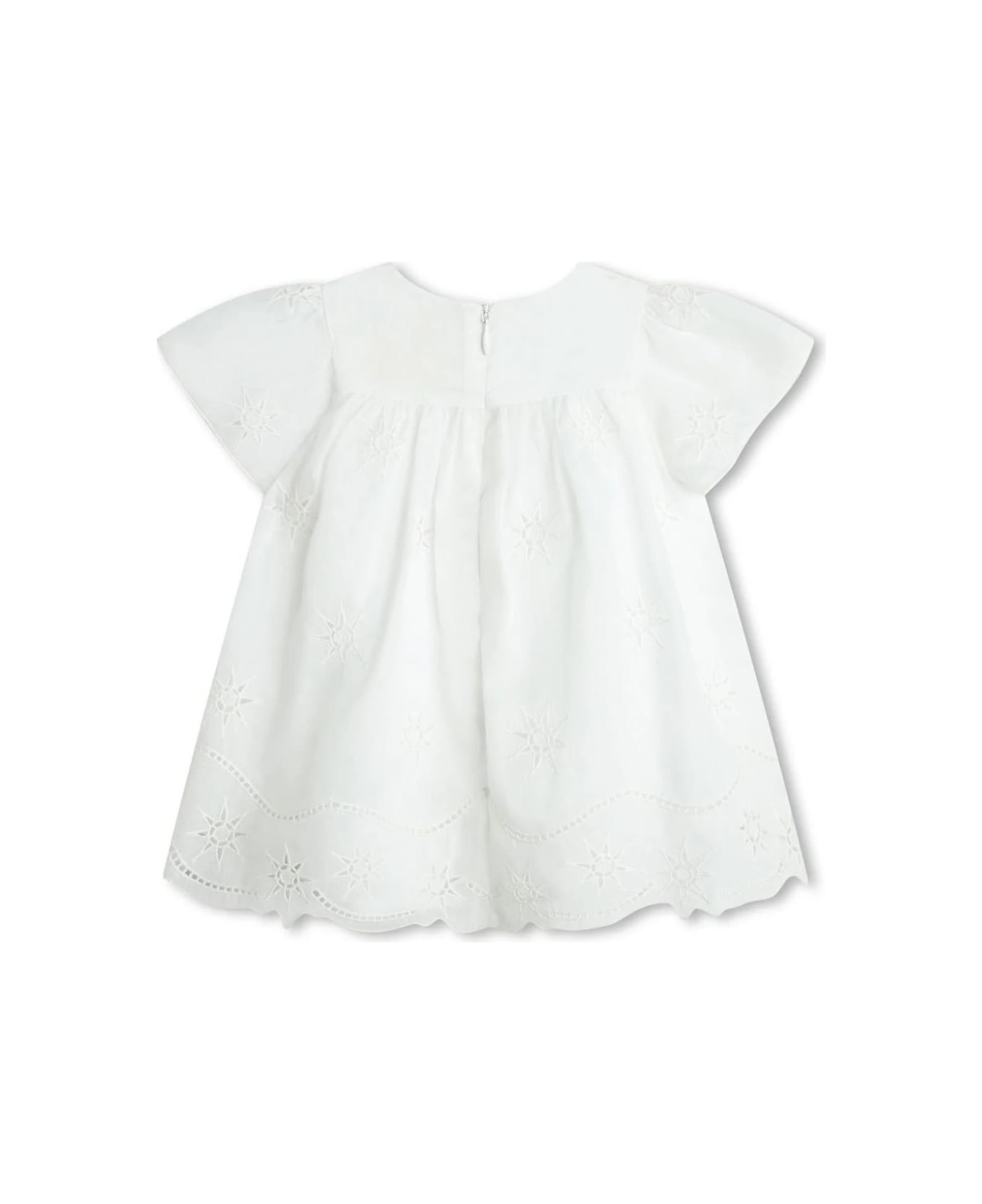 Chloé White Dress With Embroidered Stars - White