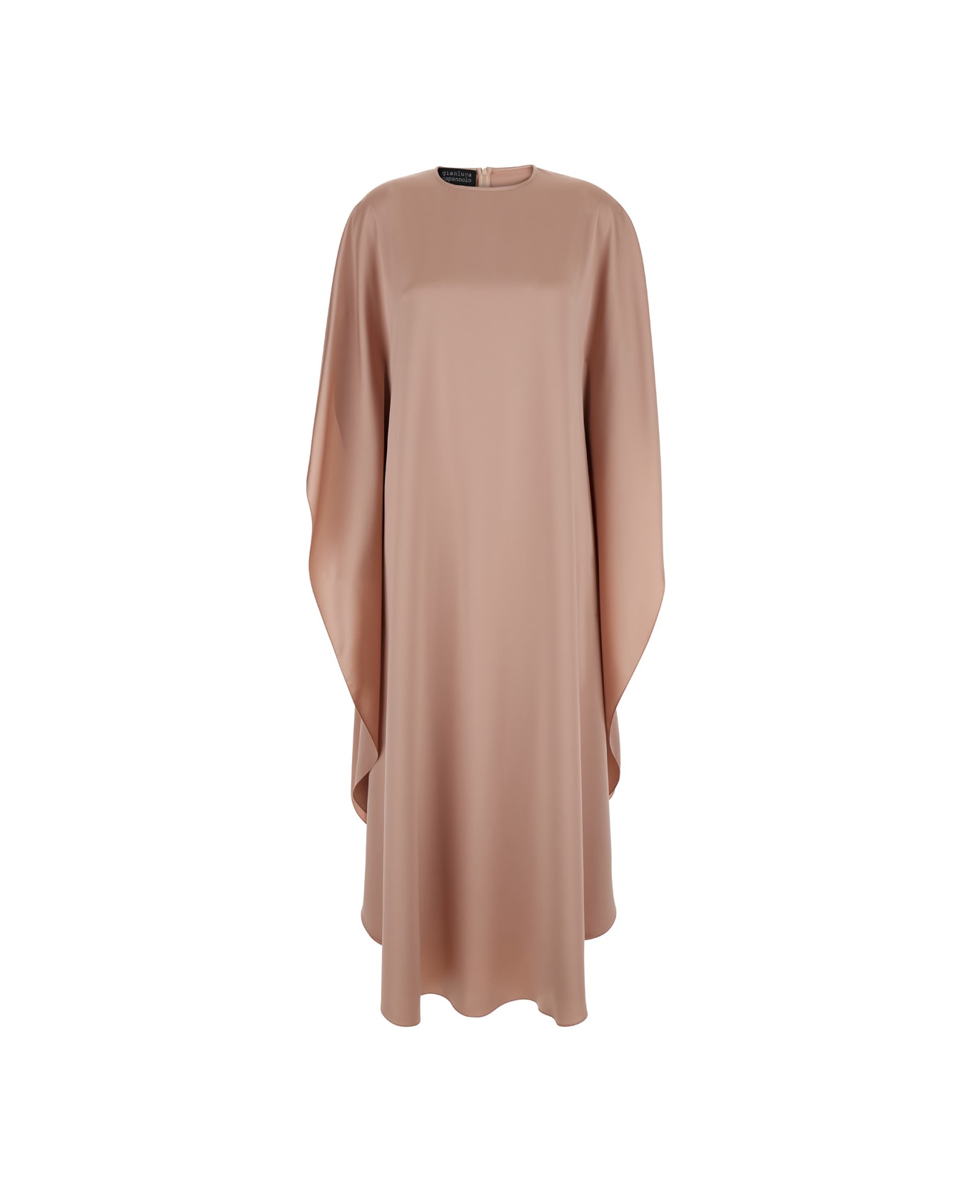 Gianluca Capannolo Pink Long Dress With Boat Neck In Silk Woman - Beige ワンピース＆ドレス
