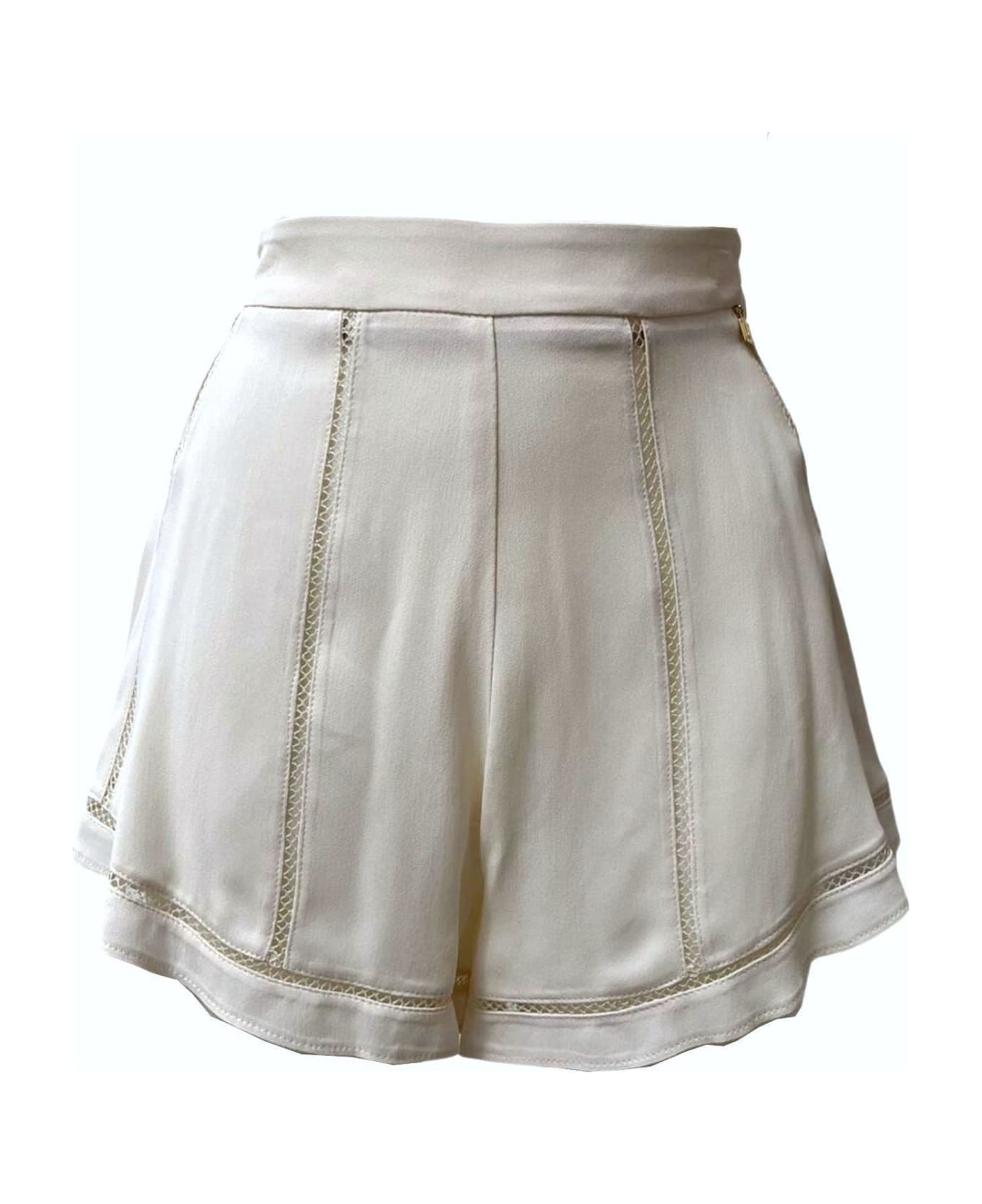 Elisabetta Franchi Logo Detailed High Waisted Shorts - Burro