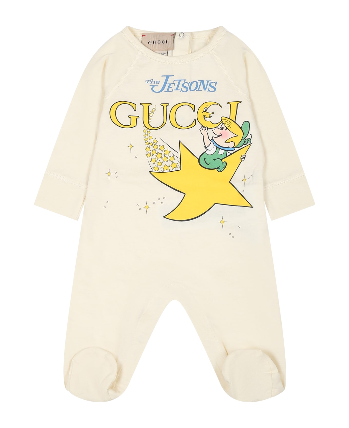 Gucci Ivory Set For Baby Kids With Logo And Print - Ivory