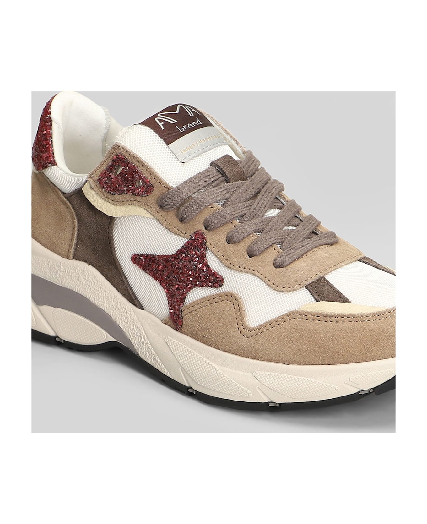 AMA-BRAND Sneakers In Beige Suede And Fabric - beige