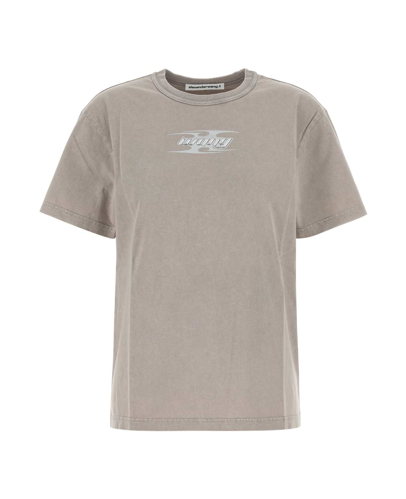 T by Alexander Wang Dove Grey Cotton T-shirt - WASHEDOYSTER