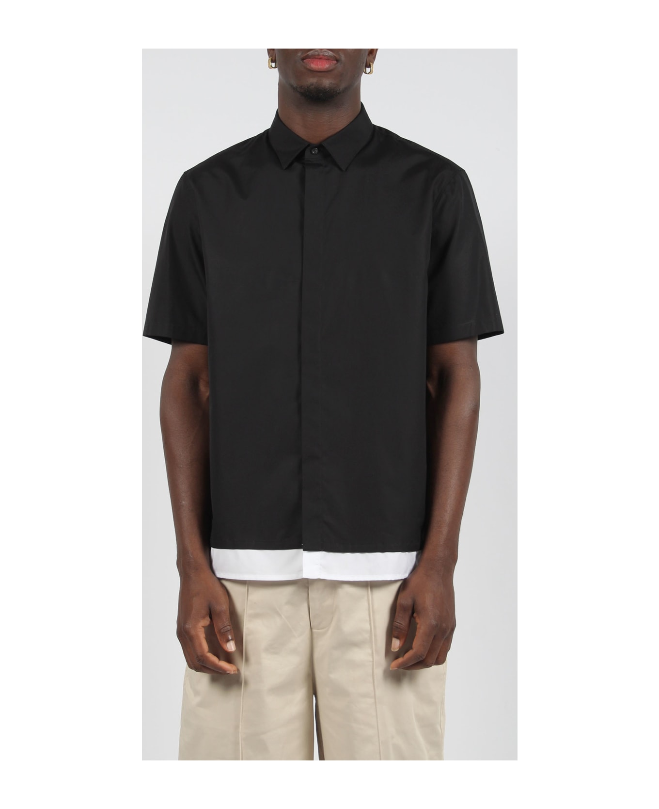 Neil Barrett Loose Double Layer Short Sleeve Shirt - Black