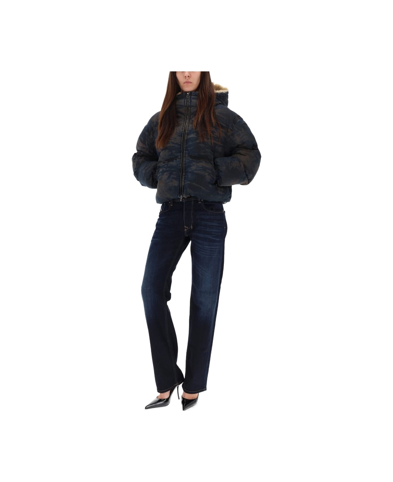 Diesel 'w-aves-fur' Coat - GREY