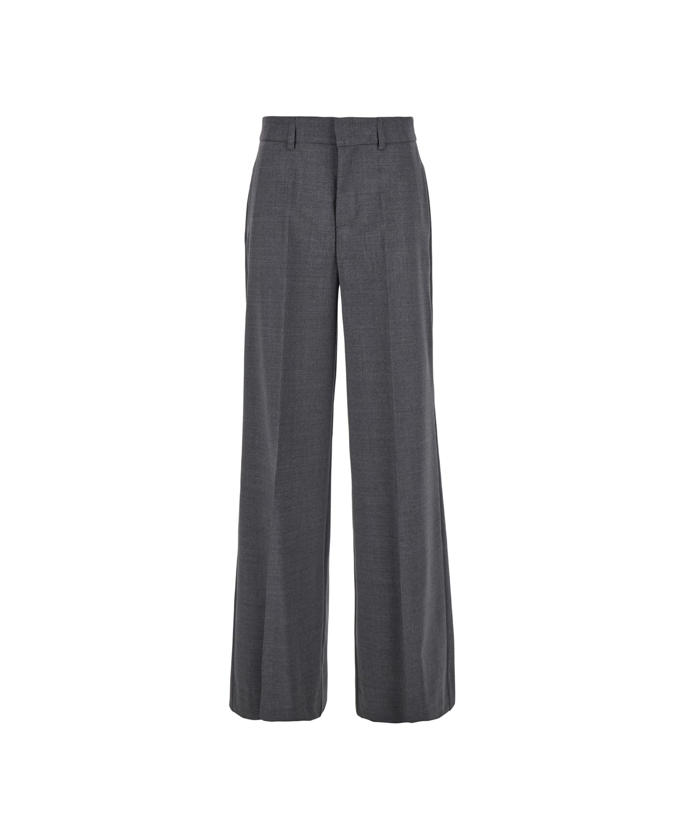 Parosh Grey High-waisted Tailored Pants With Concealed Closure In Fabric Woman - Grey