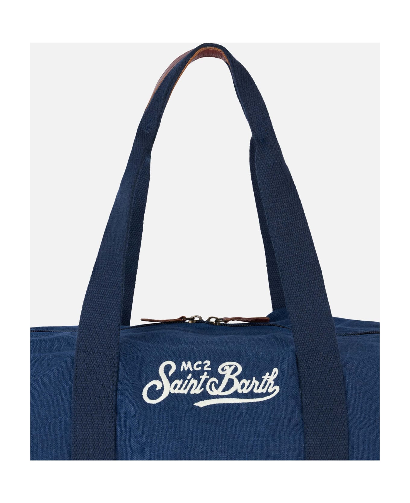MC2 Saint Barth Blue Linen Travel Duffle Bag Jetleg - BLUE