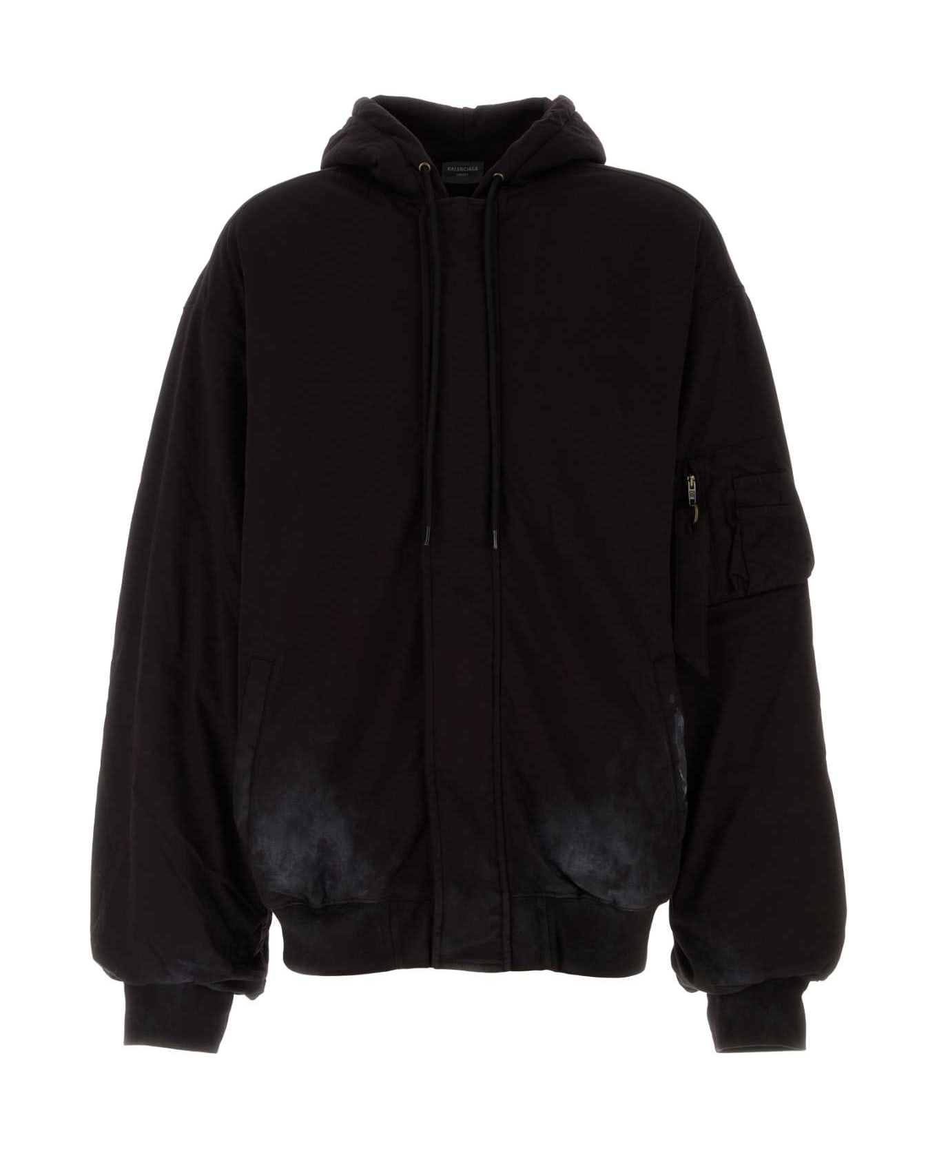 Balenciaga Black Cotton Oversize Sweatshirt - WASHEDBLACKWHITE