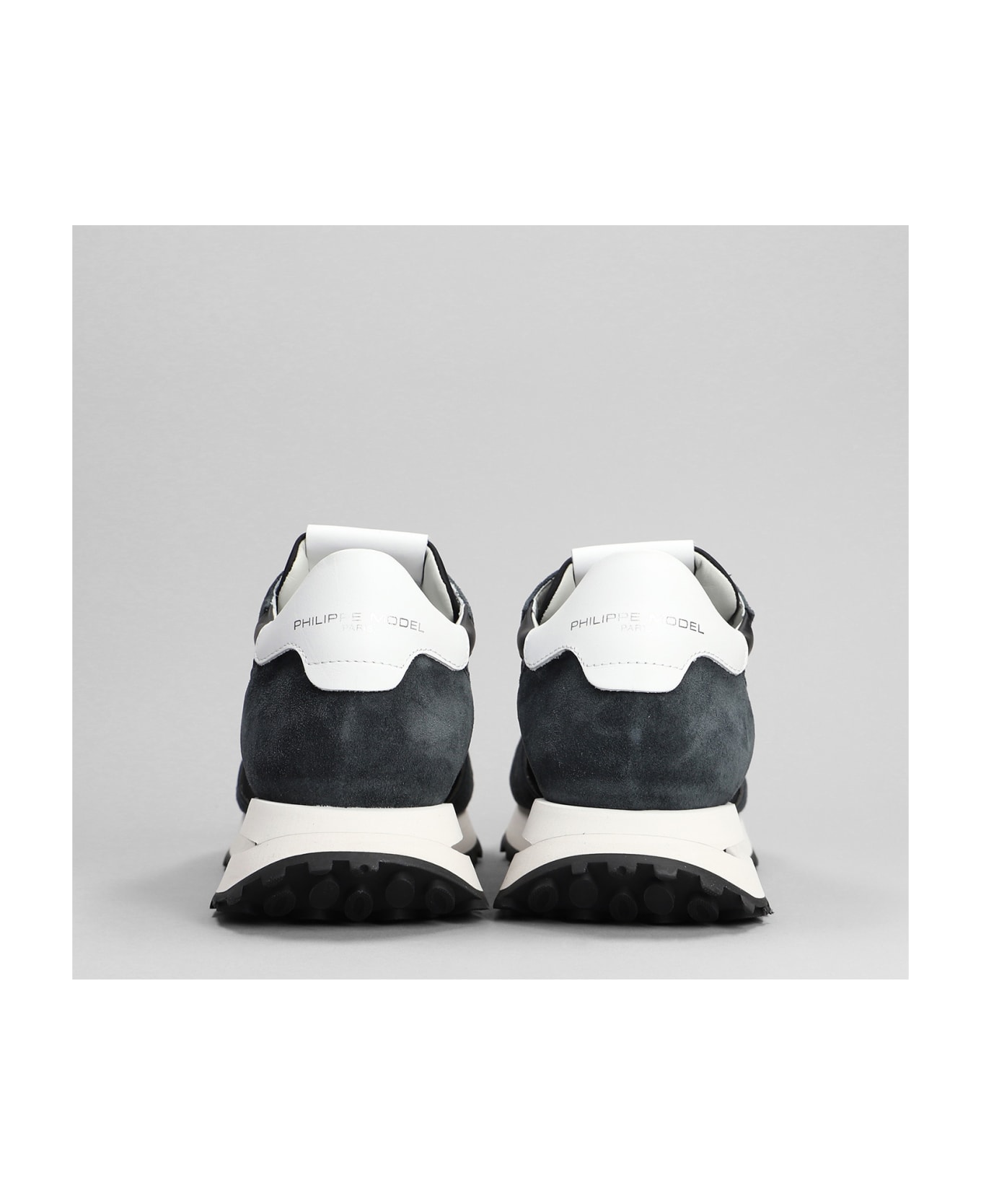 Philippe Model Tropez Haute Low Sneakers In Black Suede And Fabric - black