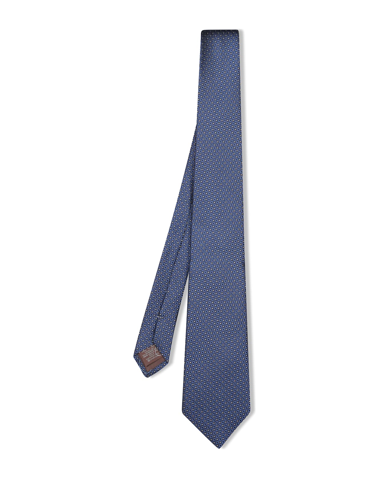 Canali Blue Tie With Micro Geometric Pattern - Blue