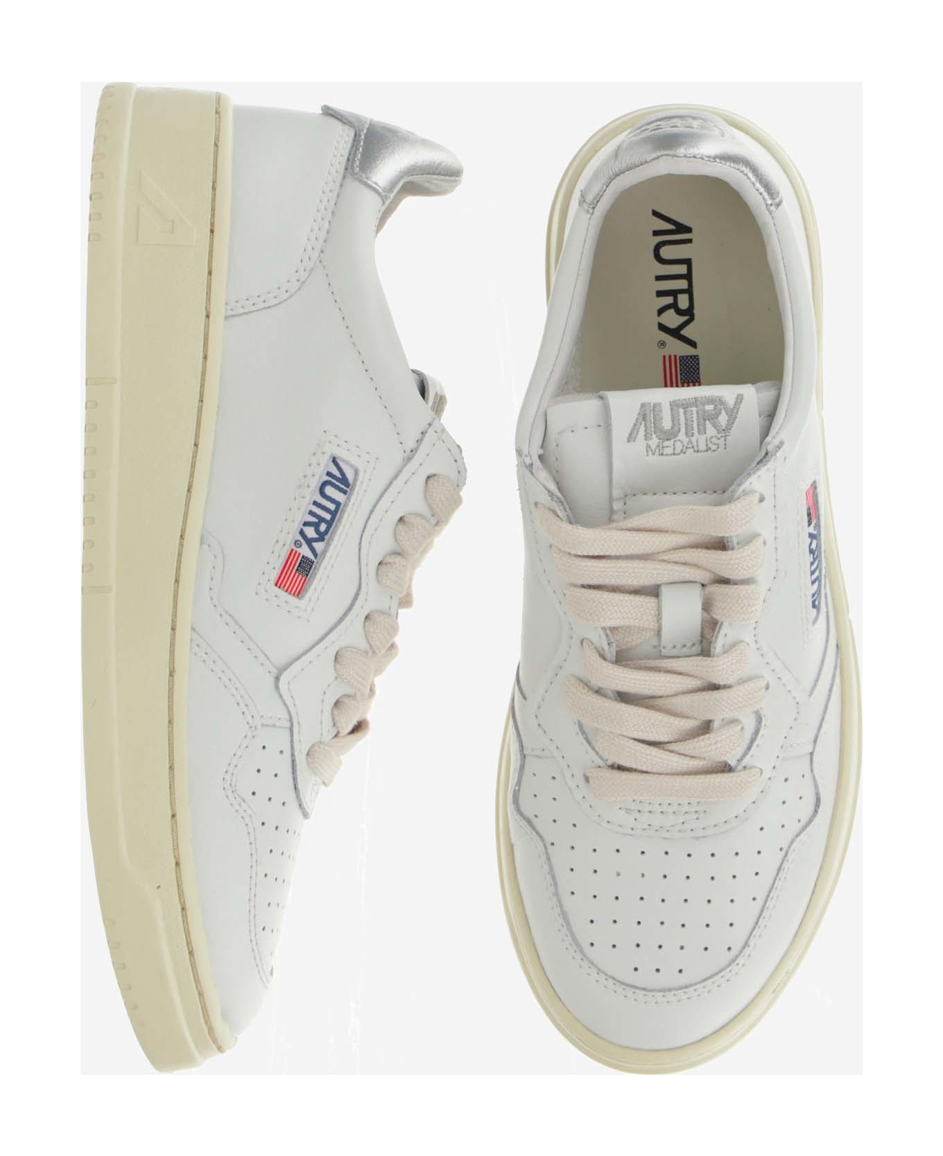 Autry Medalist Low Leather Sneakers - Silver