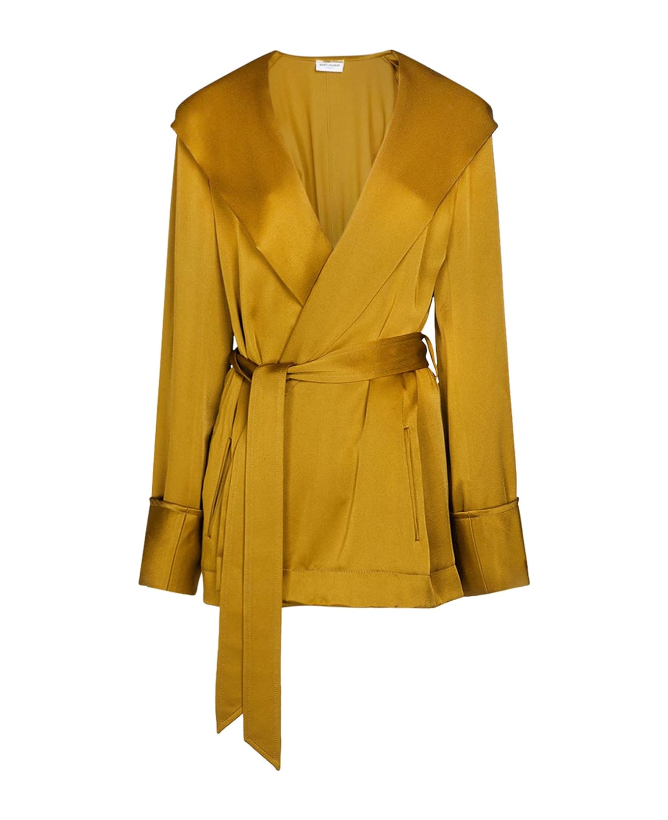 Saint Laurent Tie-waist Cardi-coat - Yellow
