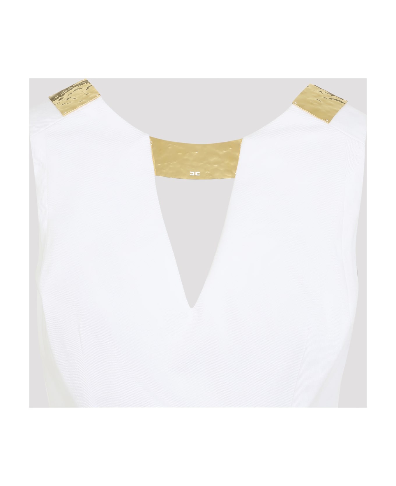 Elisabetta Franchi Mini Dress With Gold Detail - Avorio