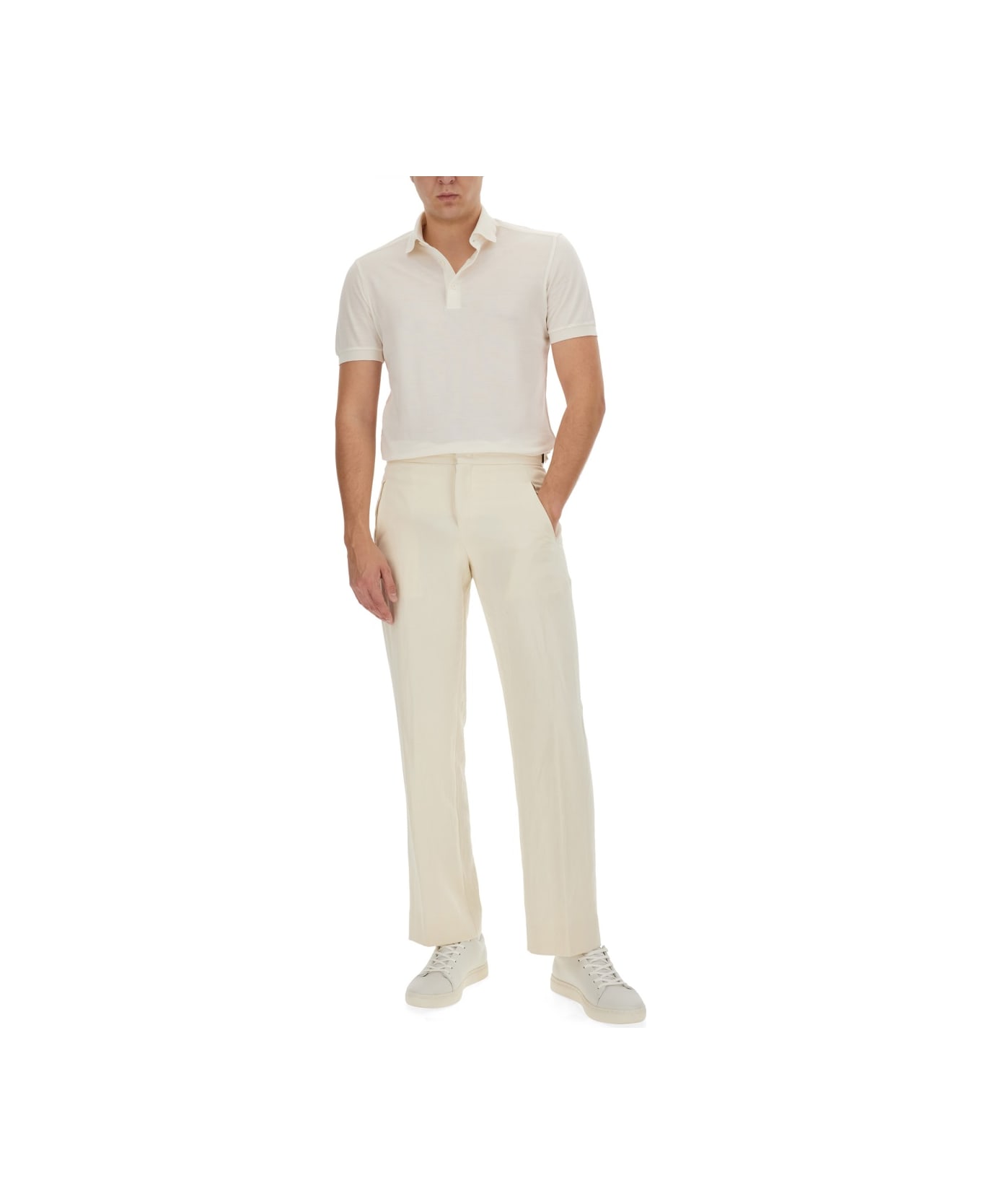 Zegna Cotton And Silk Polo Shirt - WHITE