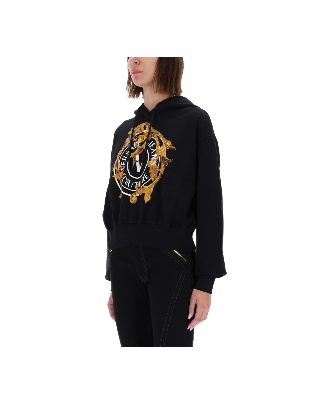Versace Jeans Couture "v-emblem Baroque" Sweatshirt - BLACK