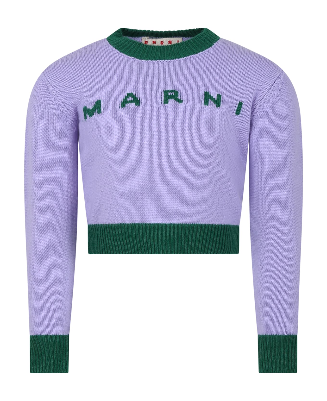 Marni Purple Sweater For Girl With Logo - Violet