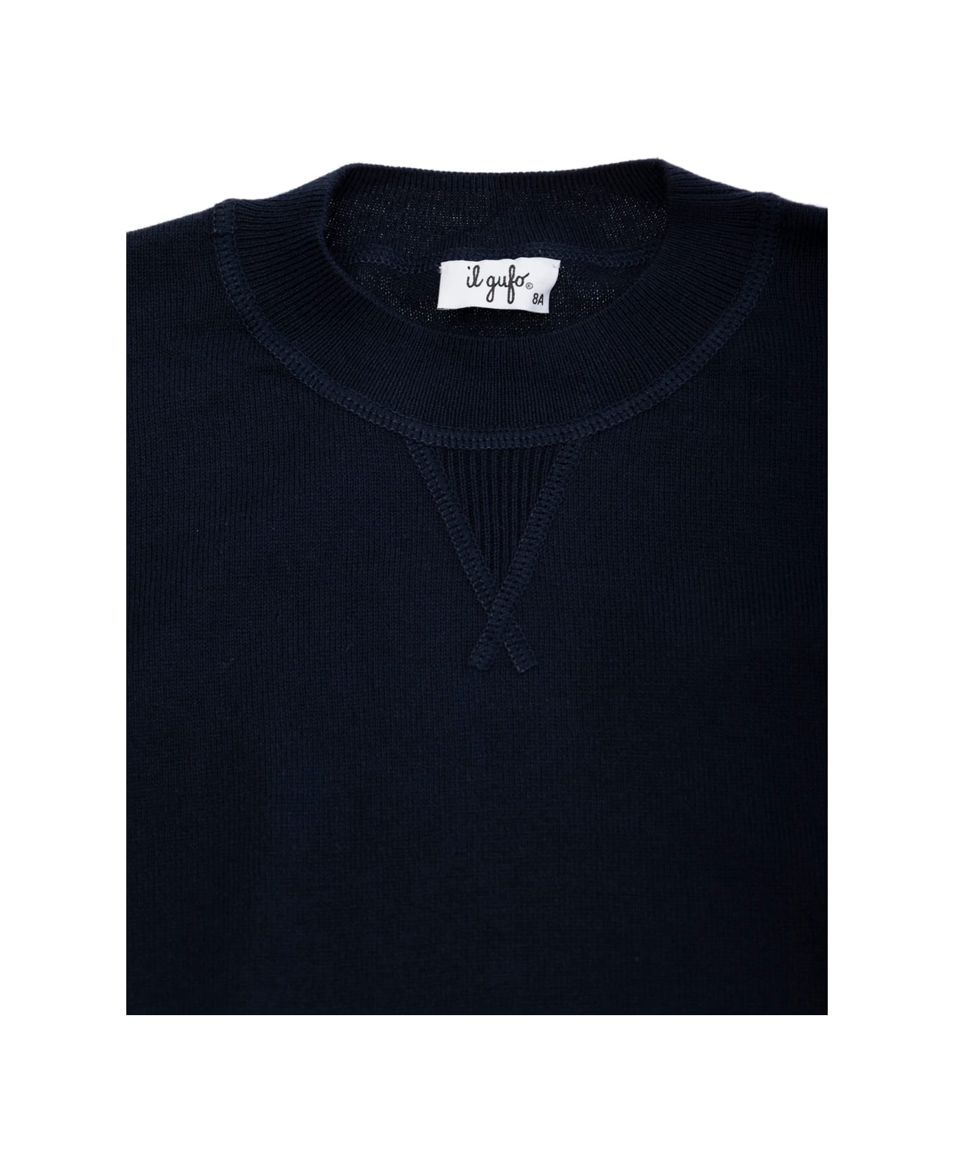 Il Gufo Blue Crewneck Sweater With Ribbed Trims In Cotton Boy - Blu