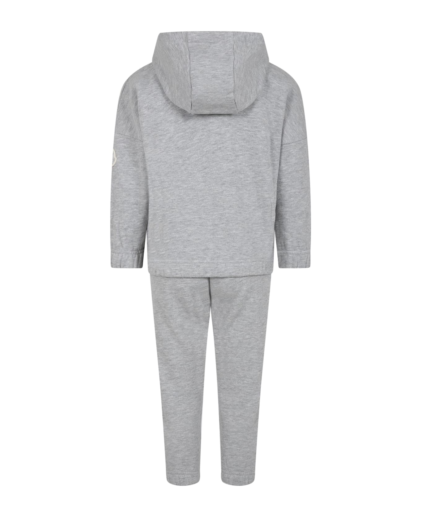 Moncler Grey Suit For Girl With Logo - Grey