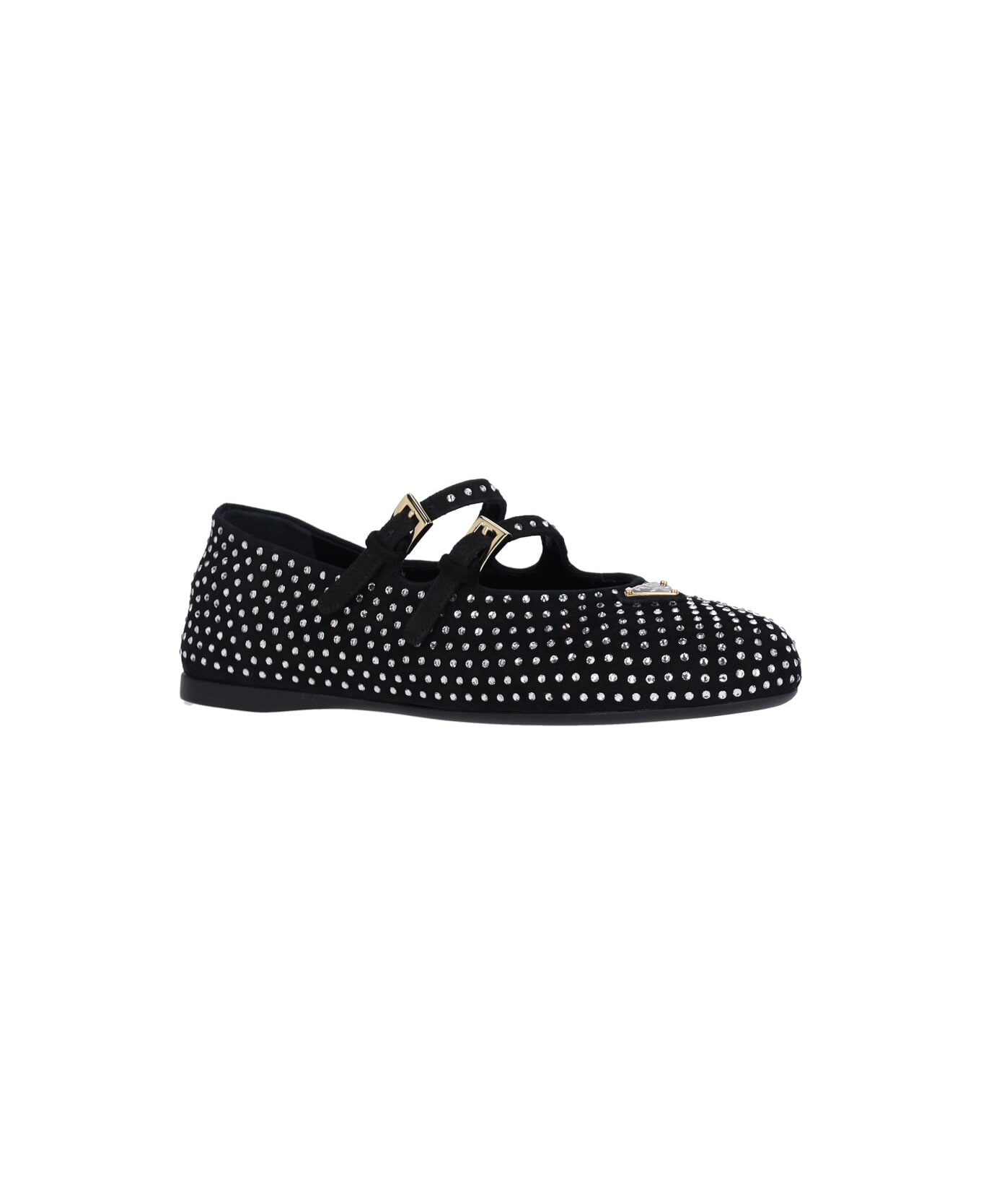 Prada Ballet Flats With Rhinestones - Black   フラットシューズ