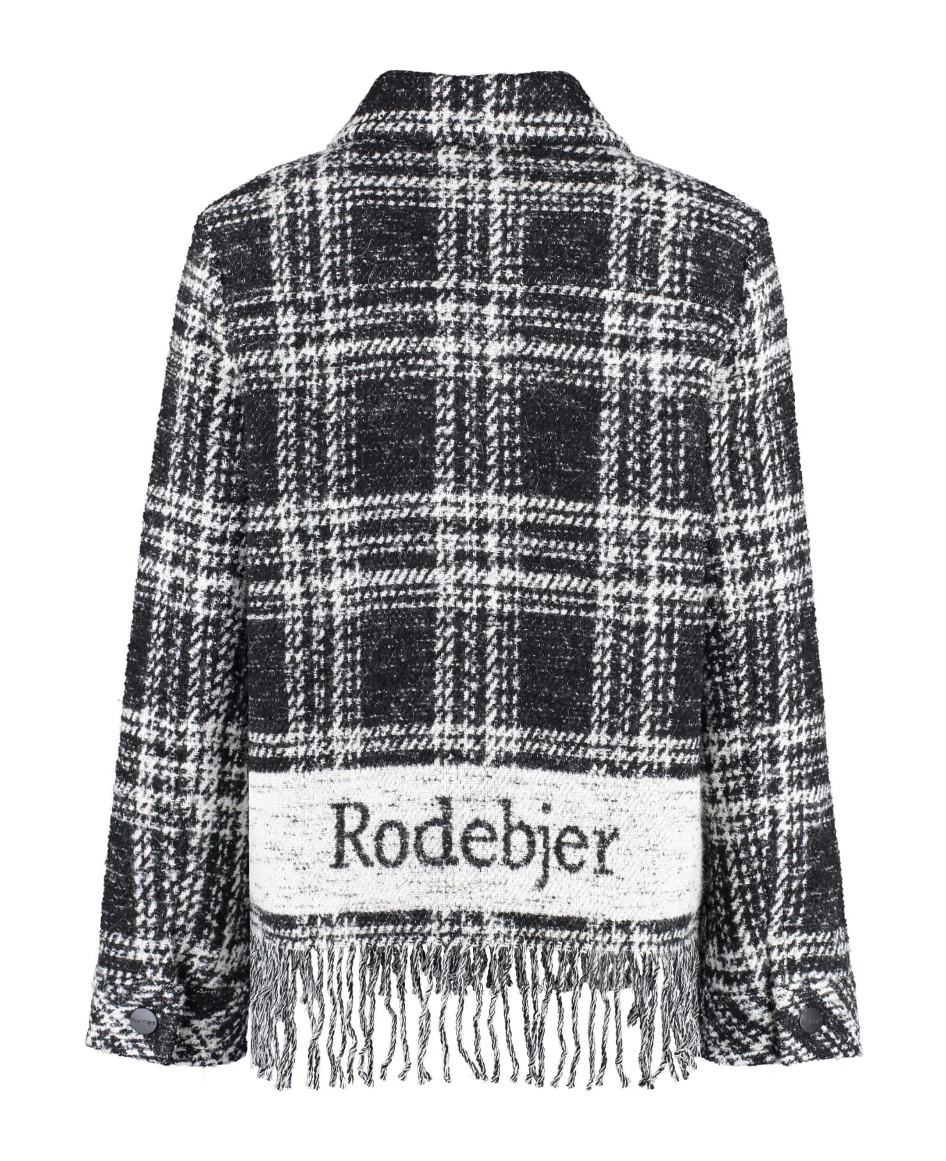Rodebjer Olivia Logo Checked Wool Jacket - black