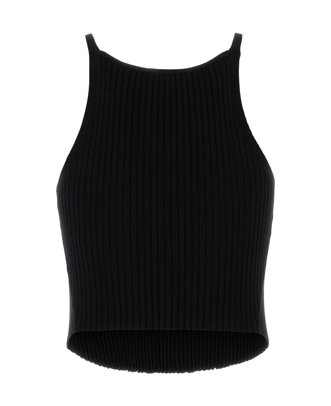 Courrèges Black Viscose Blend Tank Top - Black