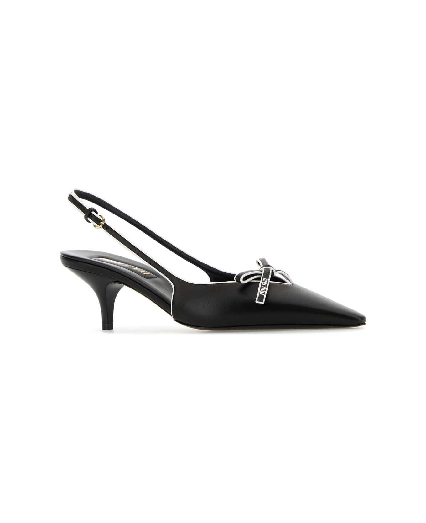 Miu Miu Black Leather Nappa Leather Pumps - NEROBIANCO