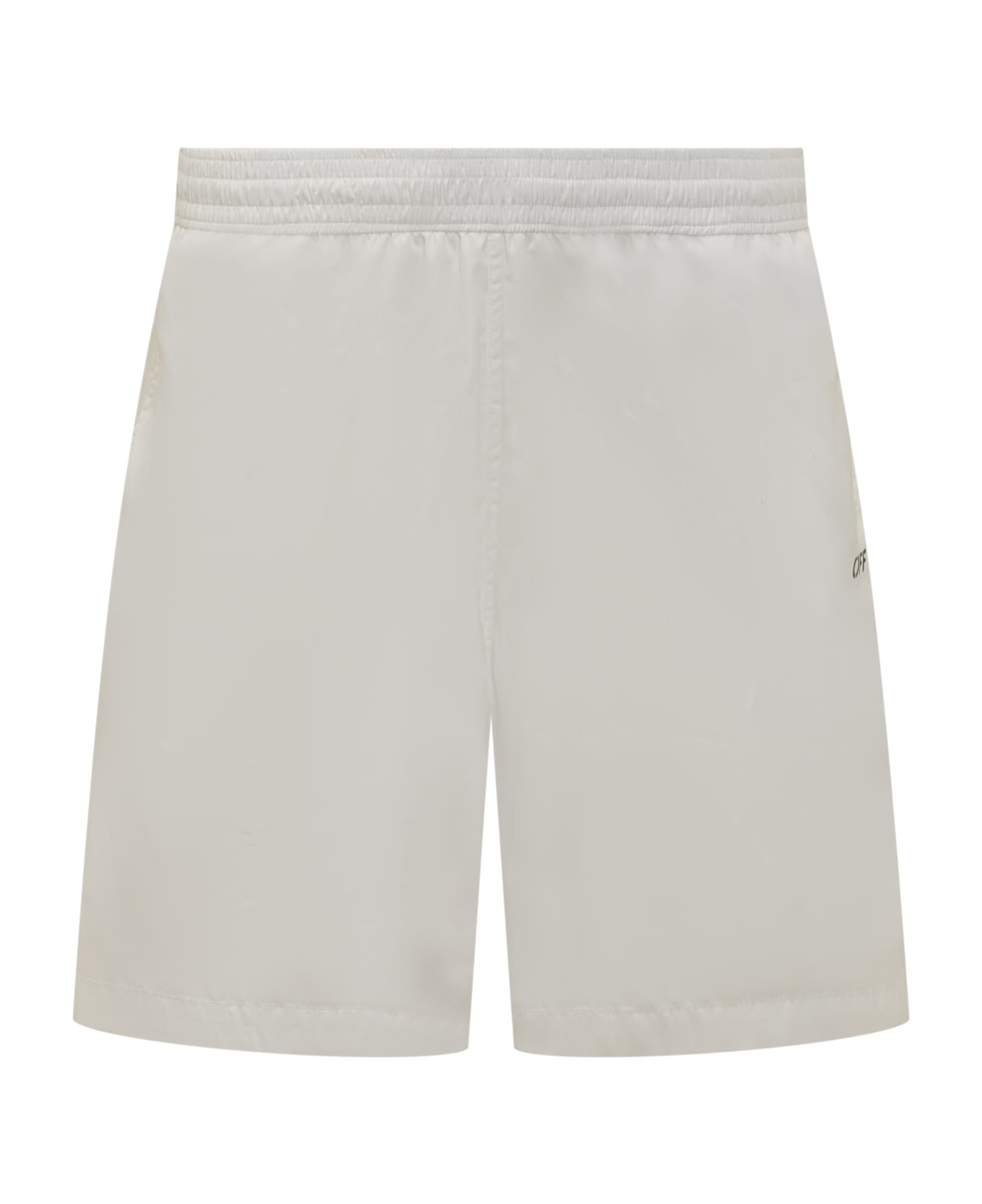 Off-White Swimshorts With Scribble Motif - WHITE BLACK