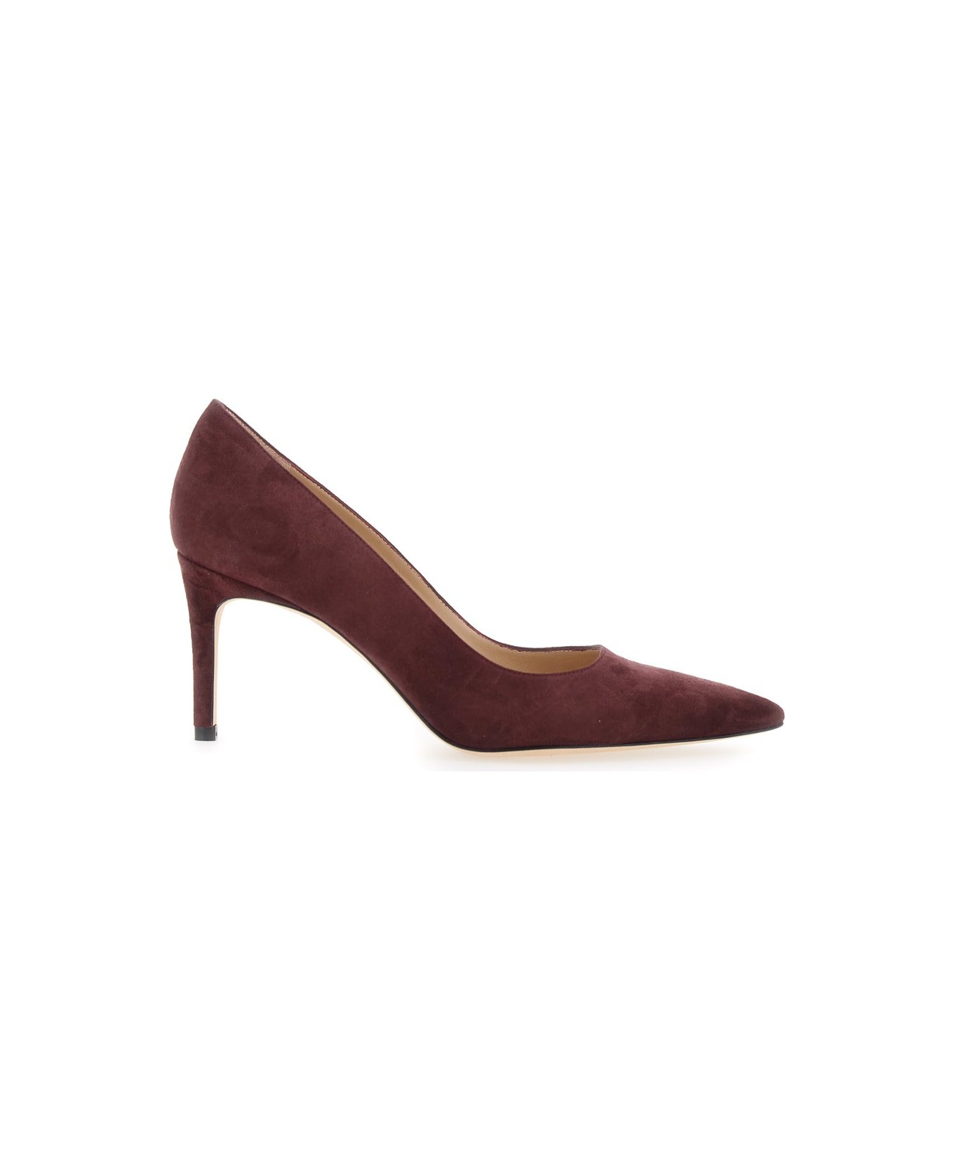 Stuart Weitzman Bordeaux Pumps With Pointed Toe And High Stiletto Heel In Suede Woman - Bordeaux