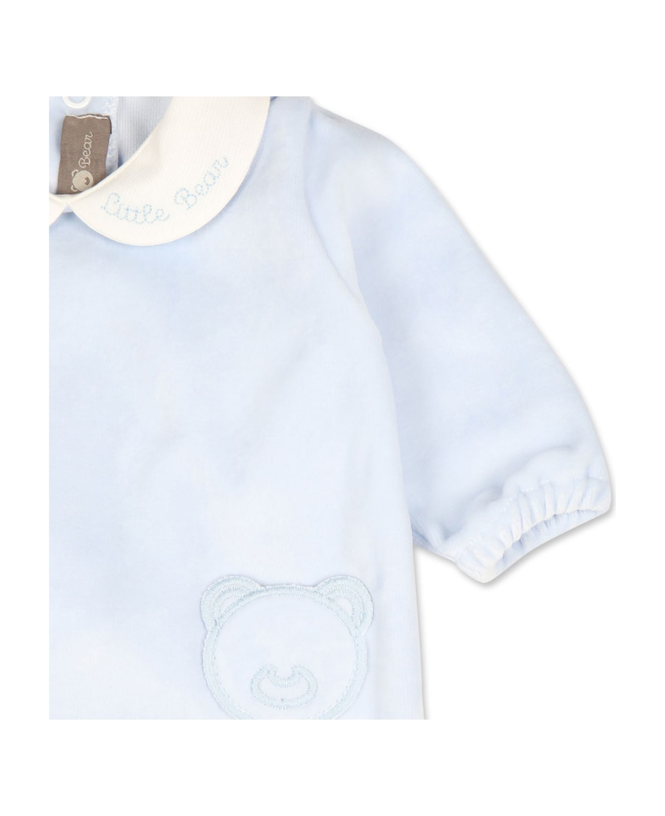 Little Bear Light Bleu Babygrow For Baby Boy With Logo - Light Blue