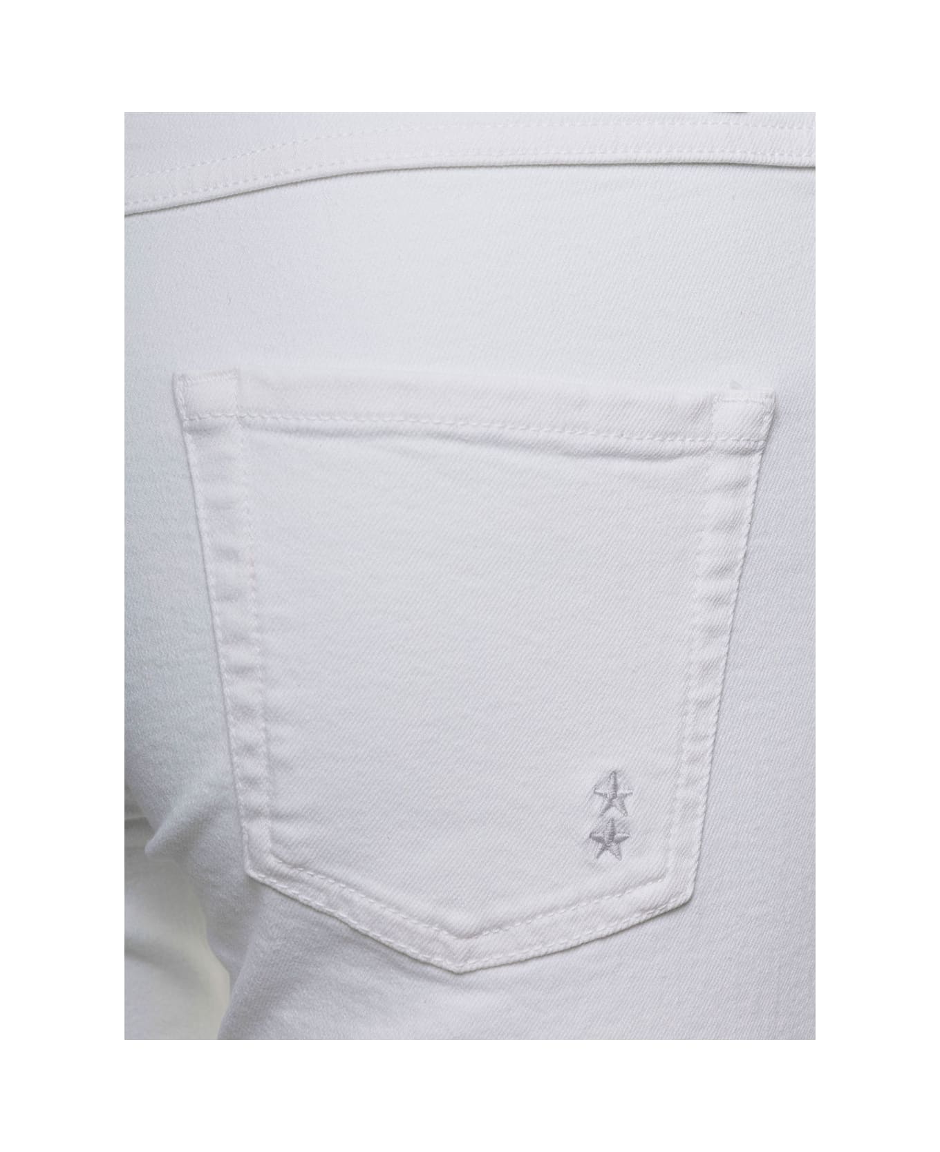Icon Denim 'pam' White Five-pockets Flared Jeans In Cotton Blend Denim Woman - White
